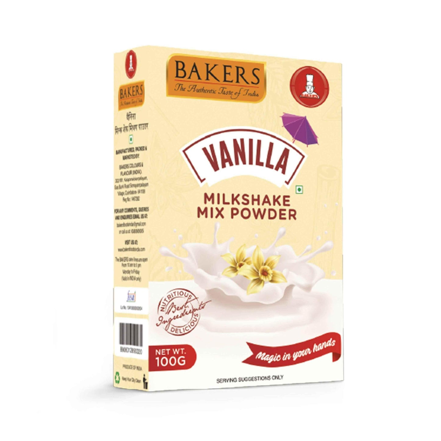 BAKERS Milkshake Mix Powder Vanilla Flavour 100gm - Pluugin Store