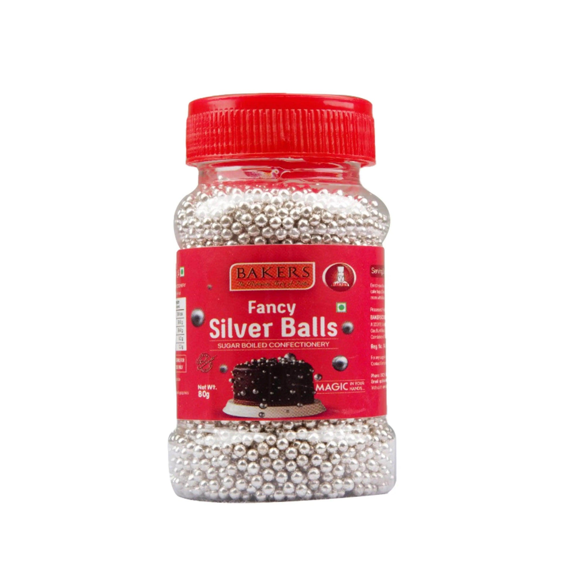BAKERS Sprinklers Silver Balls Edible Silver Coated Granules Pack of 3 (80 gm x 3) - Pluugin Store