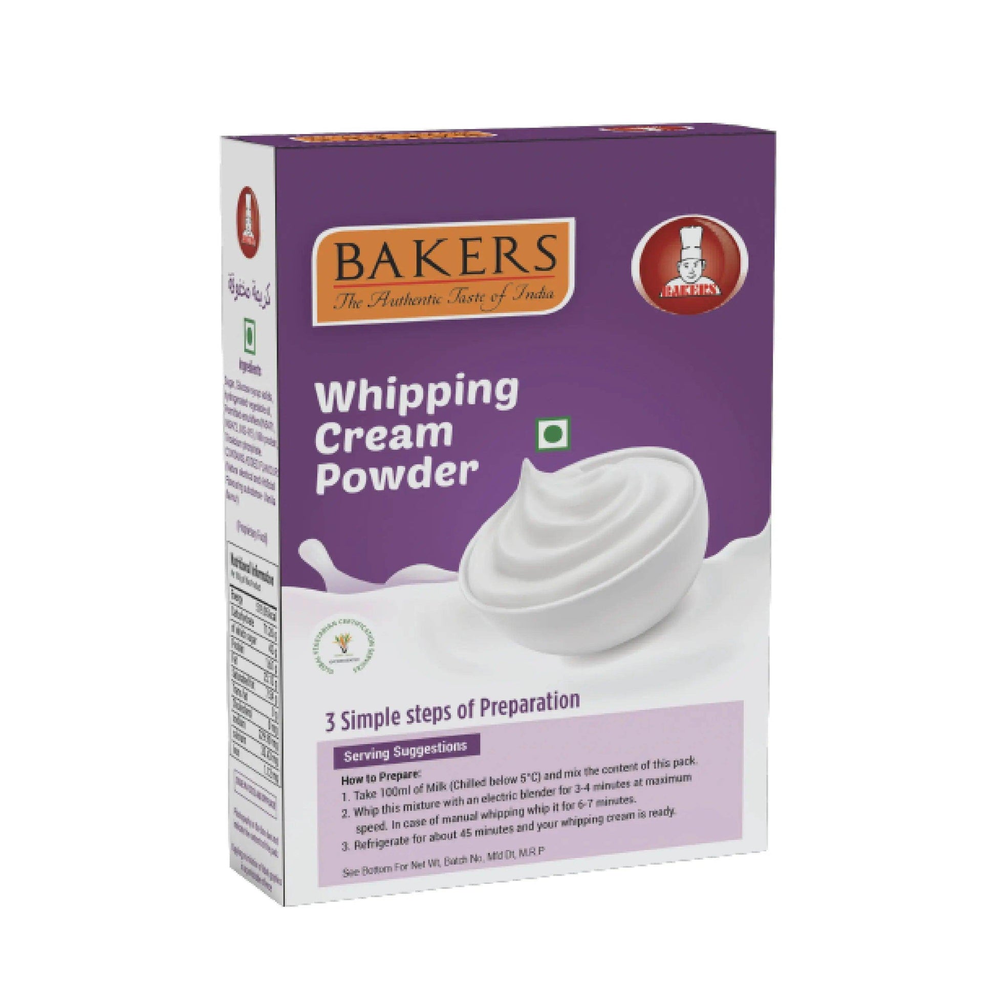 BAKERS Whipping Cream 100% Veg for Cakes, Muffins & Cupcakes Pack of 3 (50 gm x 3) - Pluugin Store