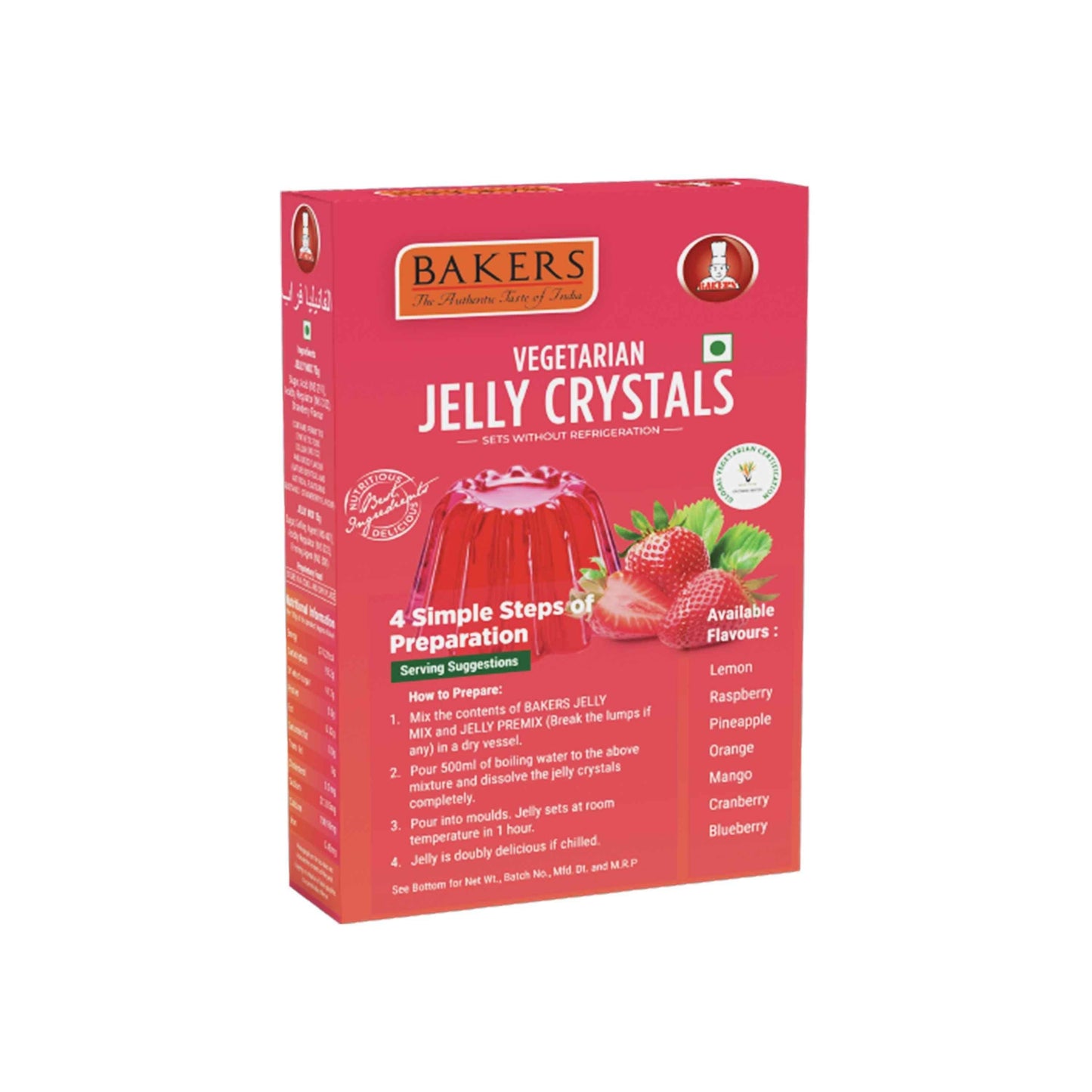 BAKERS Jelly Crystals Strawberry Flavour Pack of 3 (90 gm x 3) - Pluugin Store