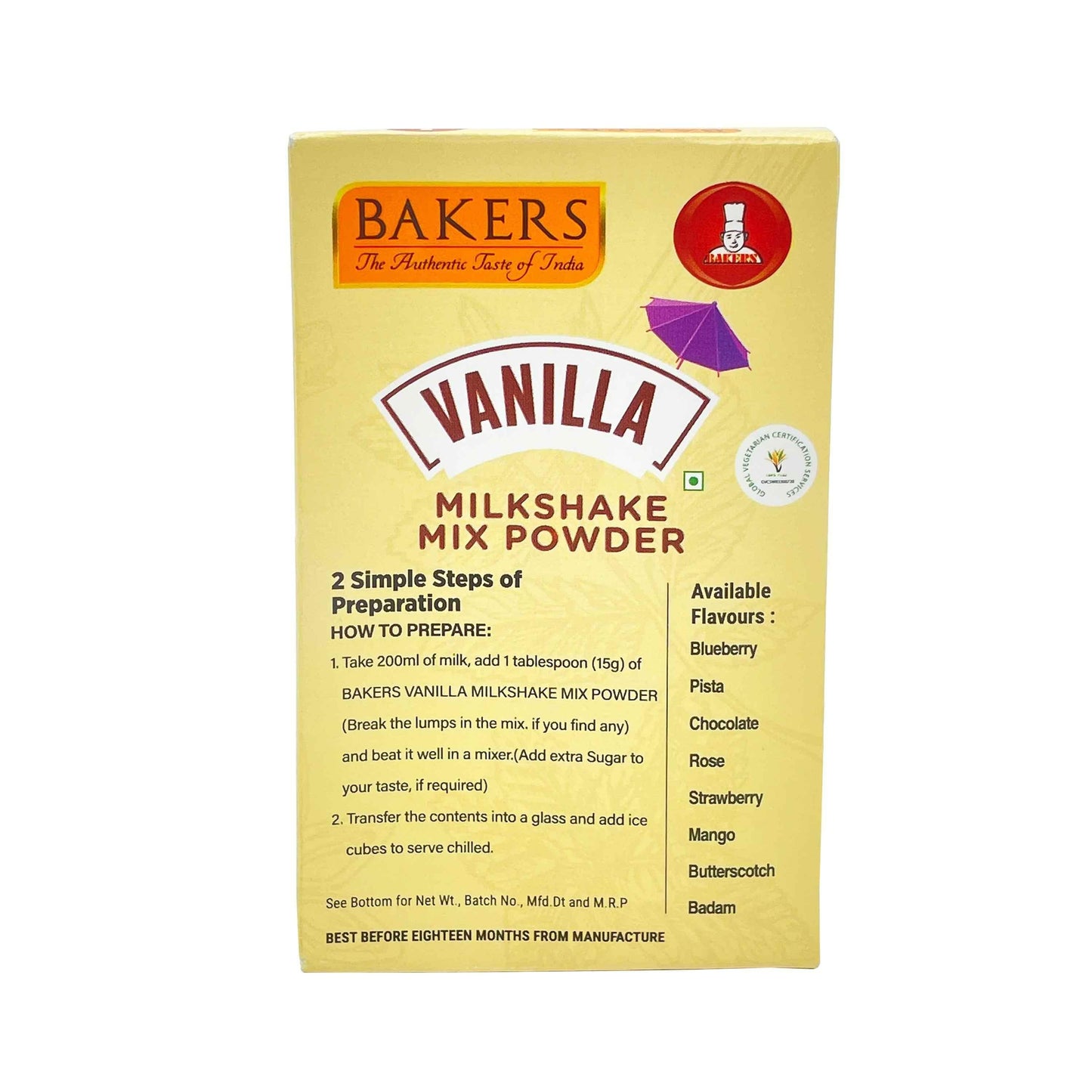BAKERS Milkshake Mix Powder Vanilla Flavour 100gm - Pluugin Store