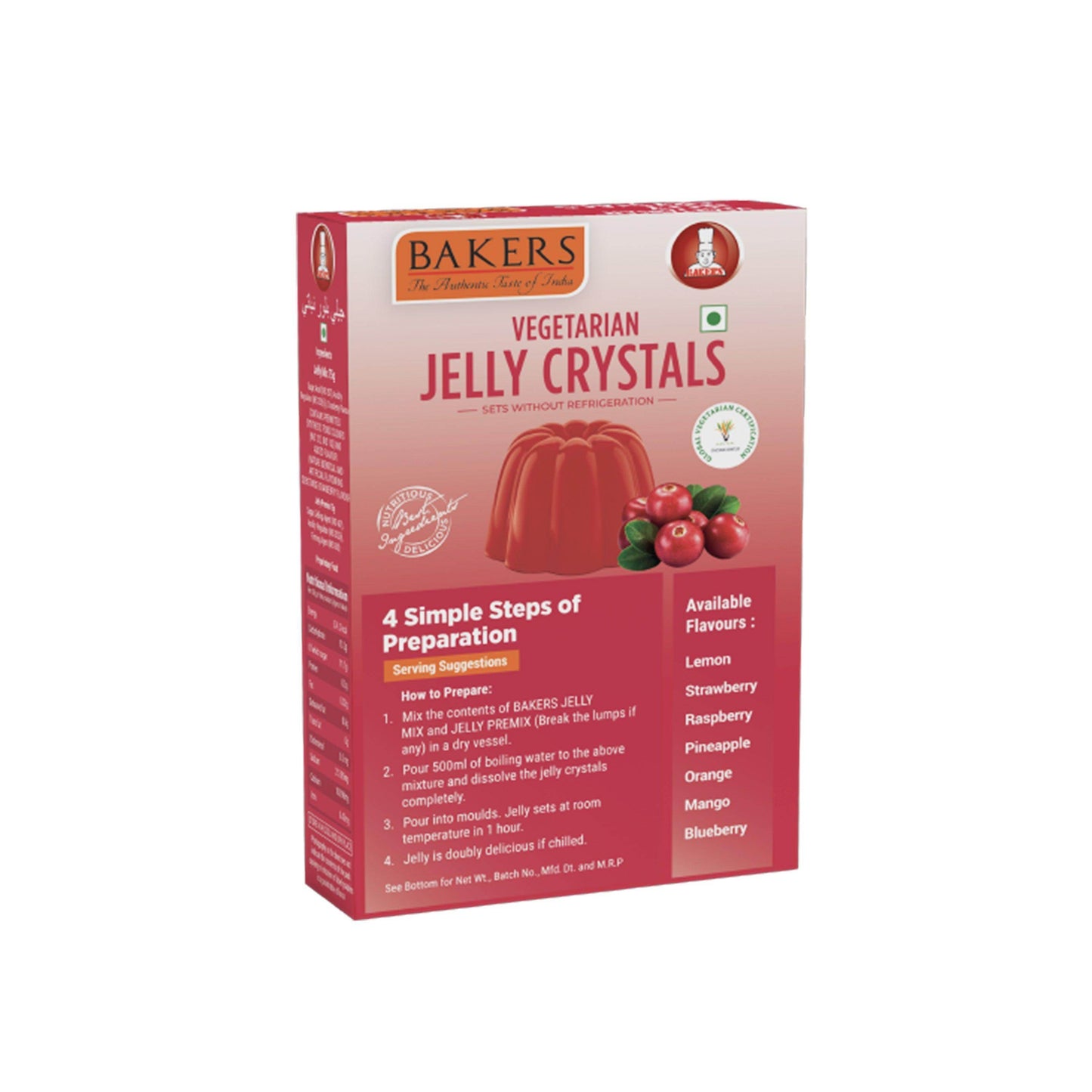 BAKERS Jelly Crystals Cranberry Flavour Pack of 3 (90 gm x 3) - Pluugin Store