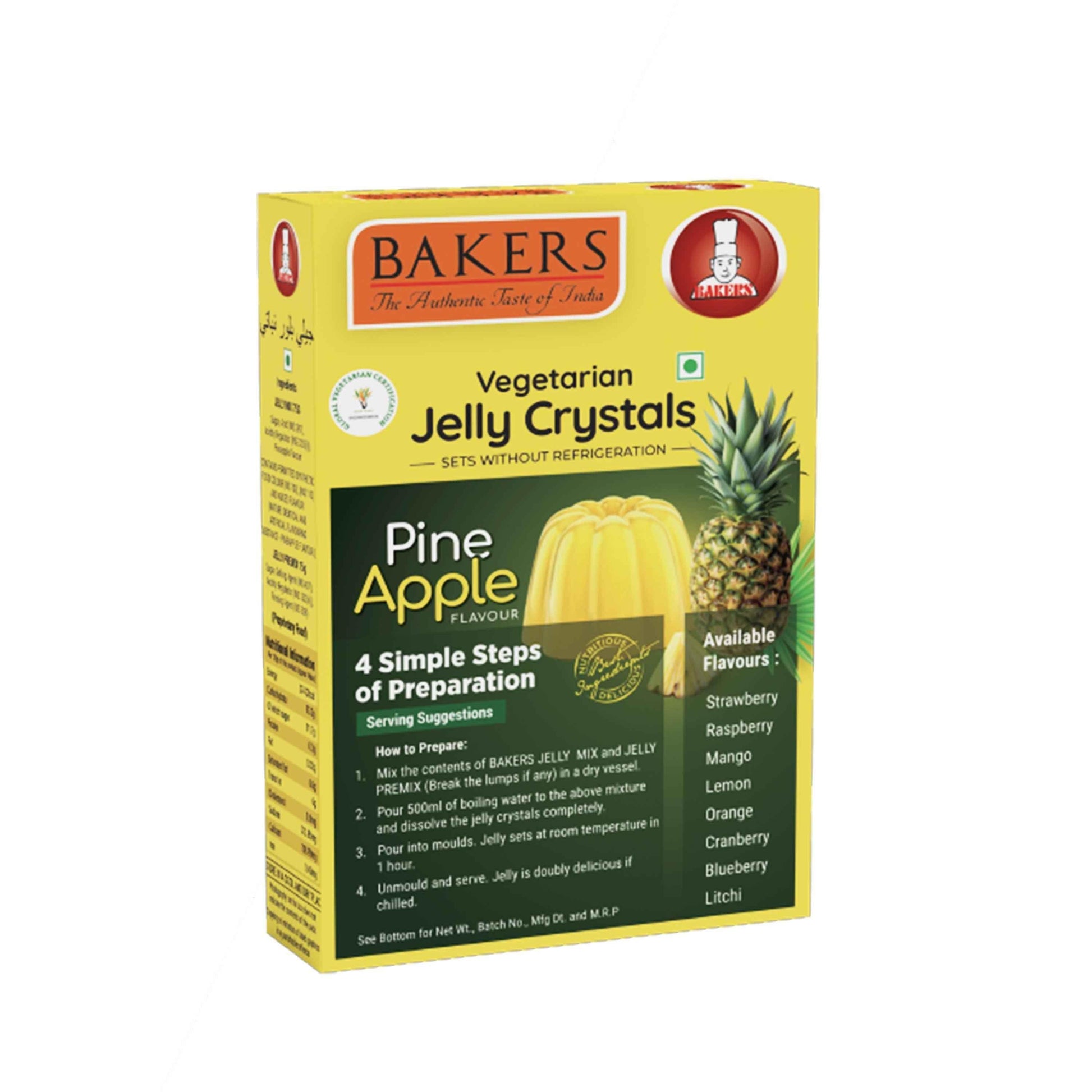BAKERS Jelly Crystals Pineapple Flavour Pack of 3 (90 gm x 3) - Pluugin Store