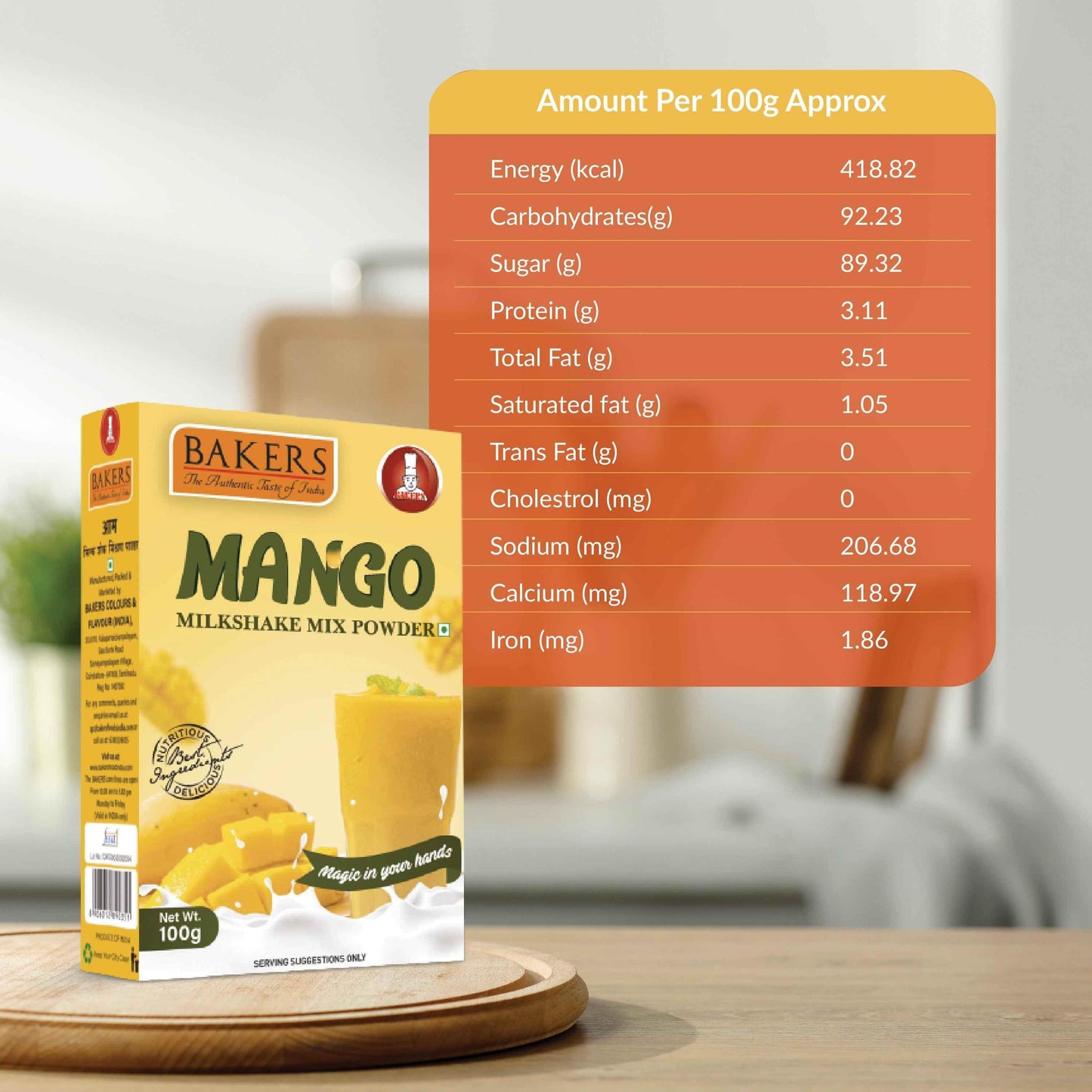 BAKERS Milkshake Mix Powder Mango Flavour 100gm - Pluugin Store