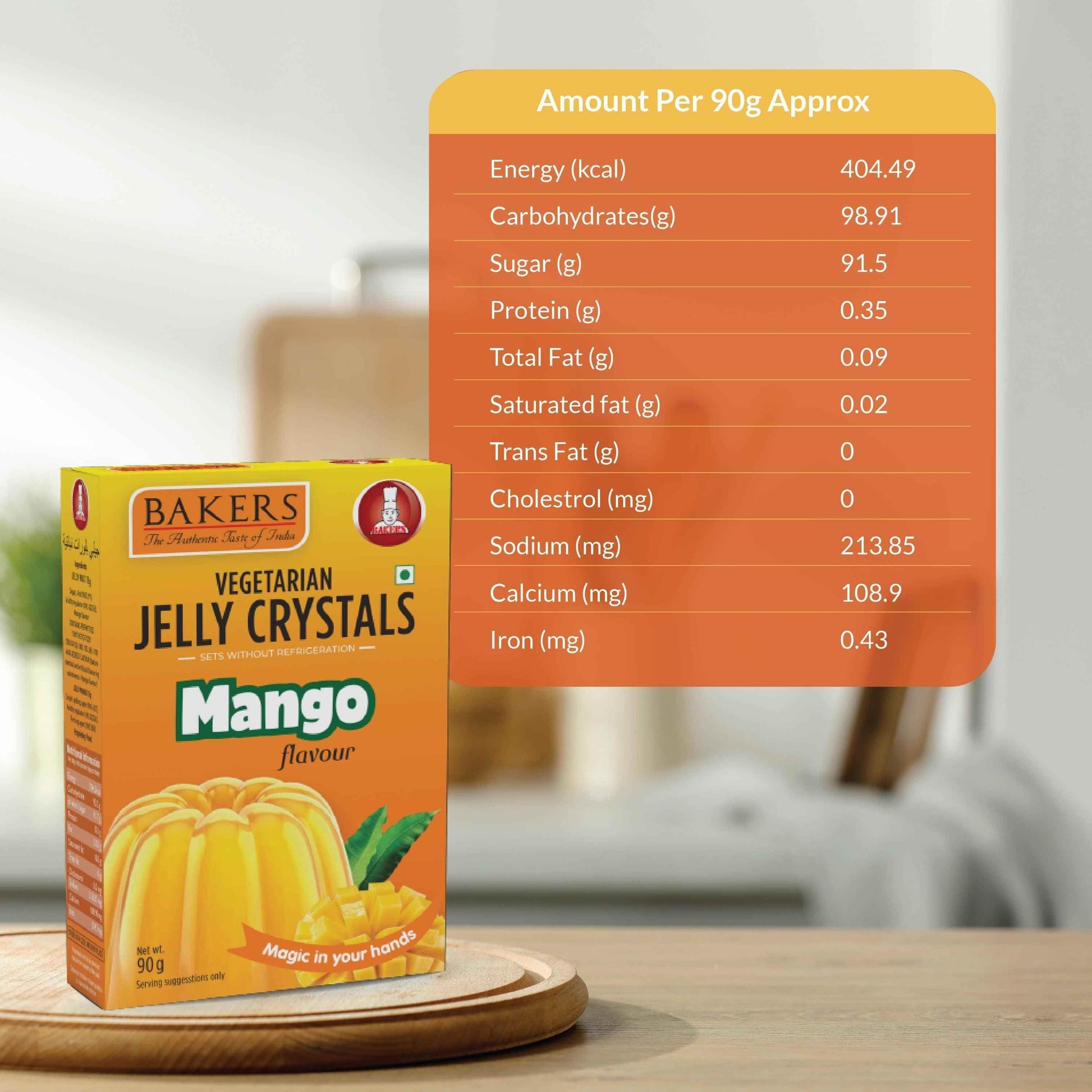 BAKERS Jelly Crystals Mango Flavour Pack of 3 (90 gm x 3) - Pluugin Store