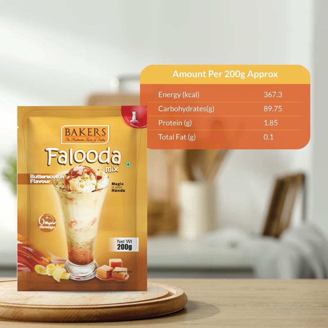 BAKERS Falooda Mix Powder Strawberry+ Butterscotch + Chocolate + Pista Flavour (200 gm) Pack of 4 - Pluugin Store