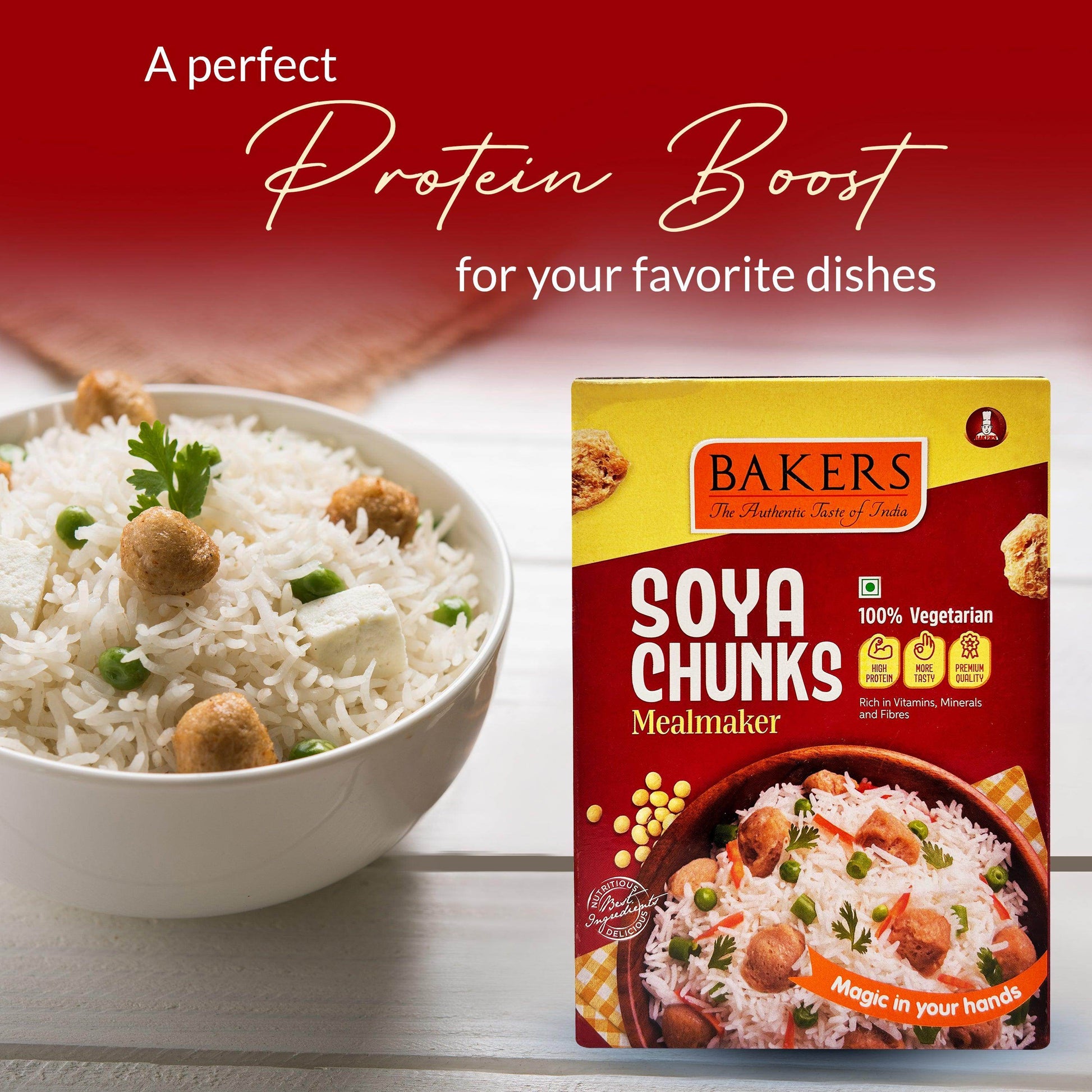 BAKERS Soya Chunk Mealmaker Pack of 3 (200 gm x 3) - Pluugin Store