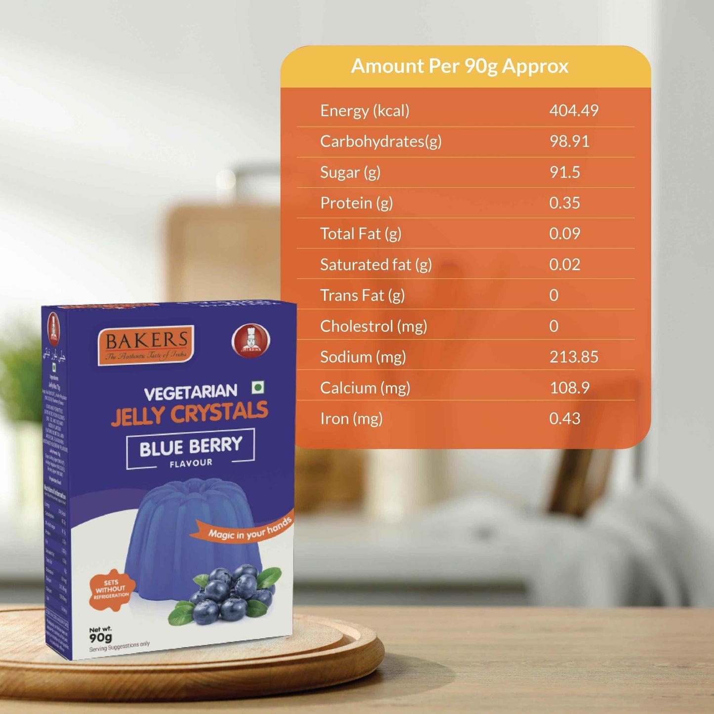 BAKERS Jelly Crystals Blueberry Flavour Pack of 3 (90 gm x 3) - Pluugin Store