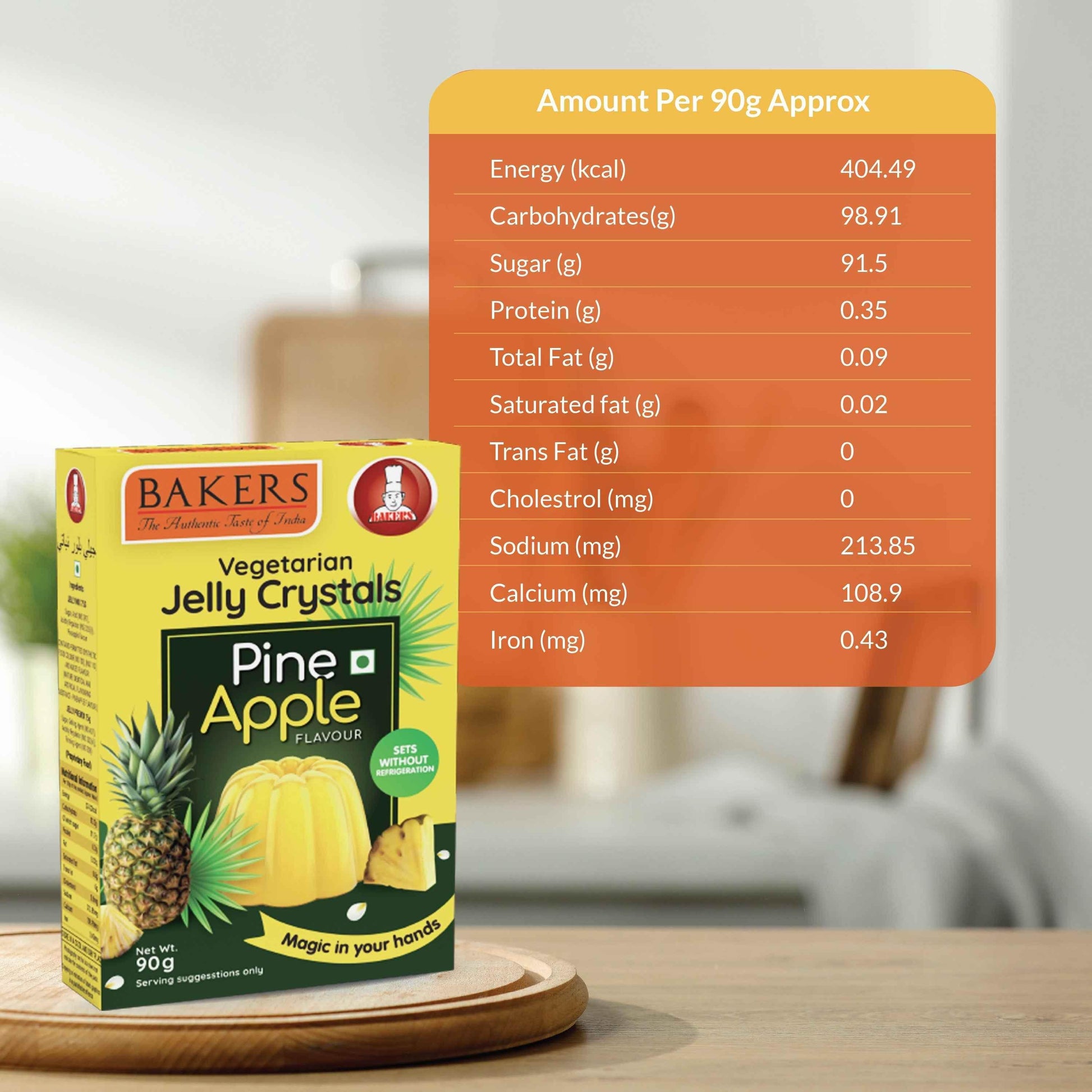 BAKERS Jelly Crystals Pineapple Flavour Pack of 3 (90 gm x 3) - Pluugin Store