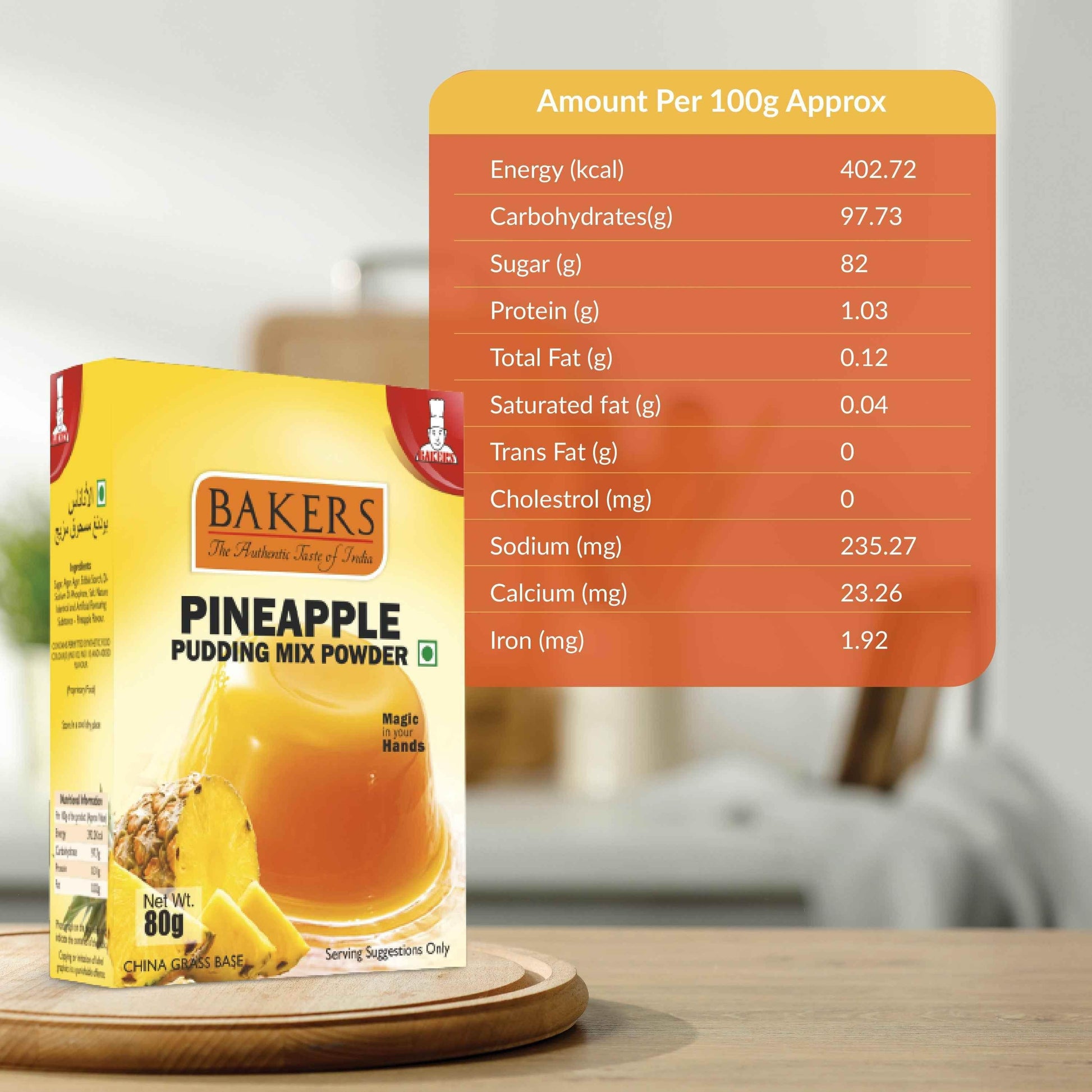 BAKERS Pudding Mix Powder Pineapple Flavour Pack of 3 (80 gm x 3) - Pluugin Store