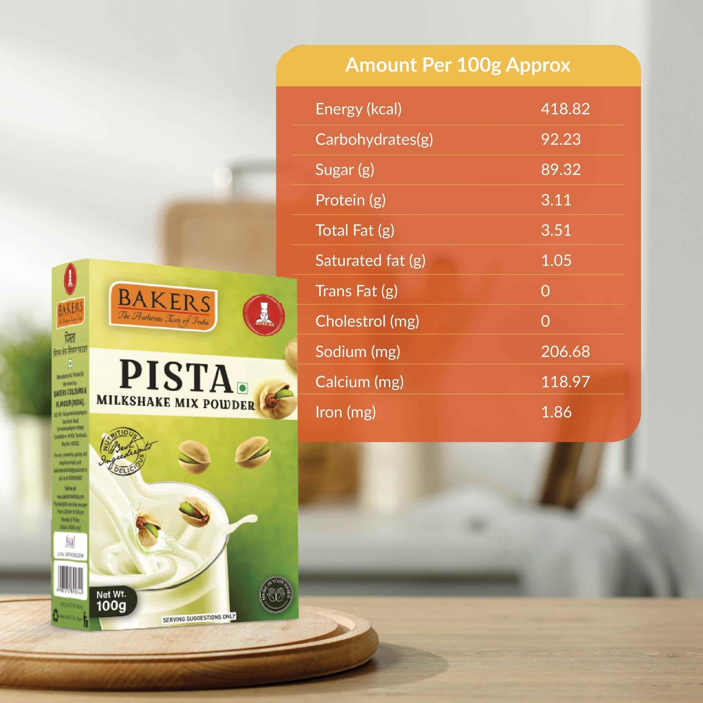 BAKERS Milkshake Mix Powder Pista Flavour 100gm - Pluugin Store