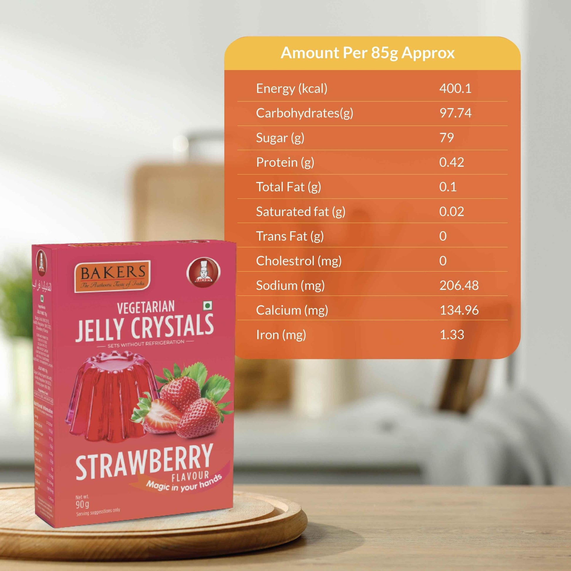 BAKERS Jelly Crystals Strawberry Flavour Pack of 3 (90 gm x 3) - Pluugin Store
