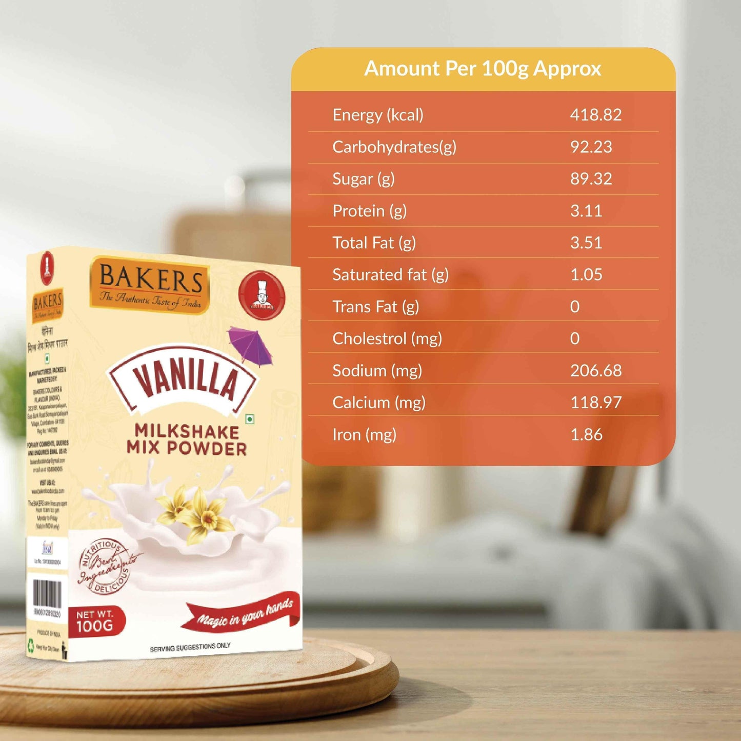 BAKERS Milkshake Mix Powder Vanilla Flavour 100gm - Pluugin Store