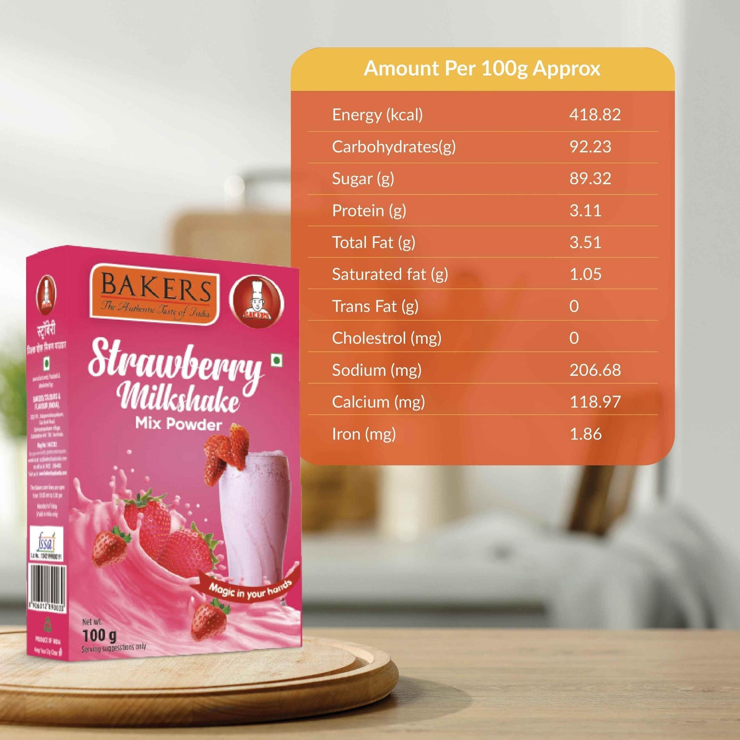 BAKERS Milkshake Mix Powder Strawberry Flavour 100gm - Pluugin Store