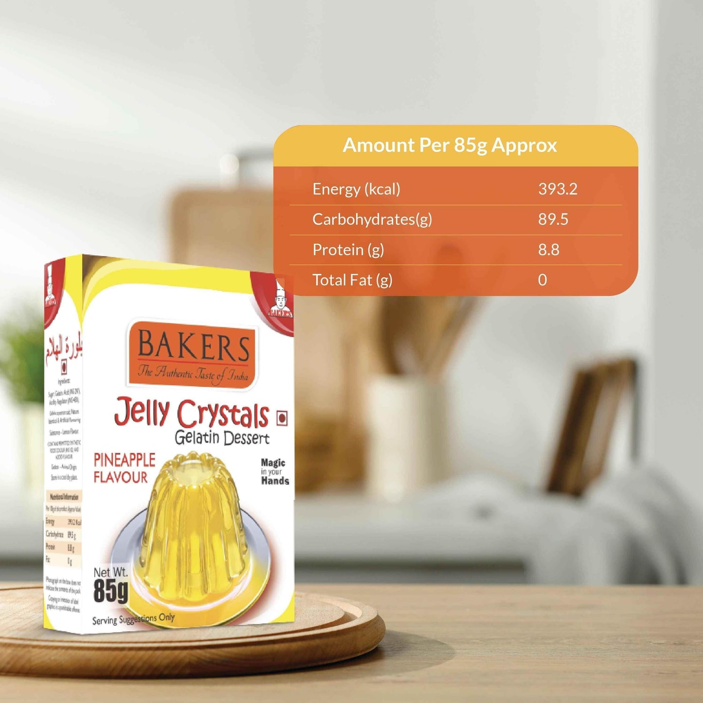 BAKERS Jelly Crystals (Gelatin Dessert) Pineapple Flavour Pack of 3 (85 gm x 3) - Pluugin Store
