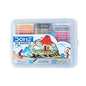 DOMS 50 Shades Oil Pastel With Case|Smooth Color Intermixing For Better Effect|Bright&Intense Colors|Free Scrapping Tool|Non-Toxic&Safe For Childrens|Pack Of 1|Multicolor - Pluugin Store