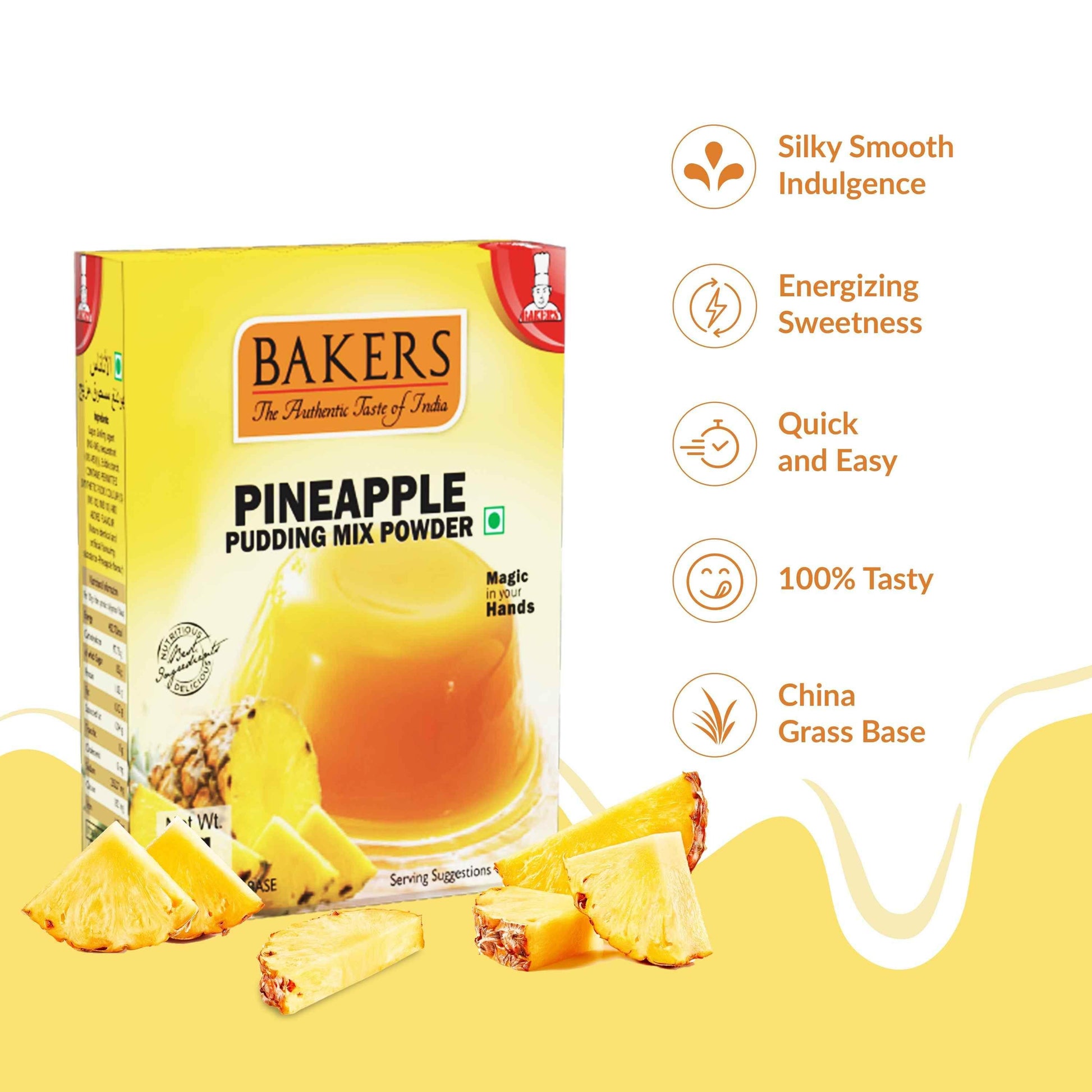 BAKERS Pudding Mix Powder Pineapple Flavour Pack of 3 (80 gm x 3) - Pluugin Store