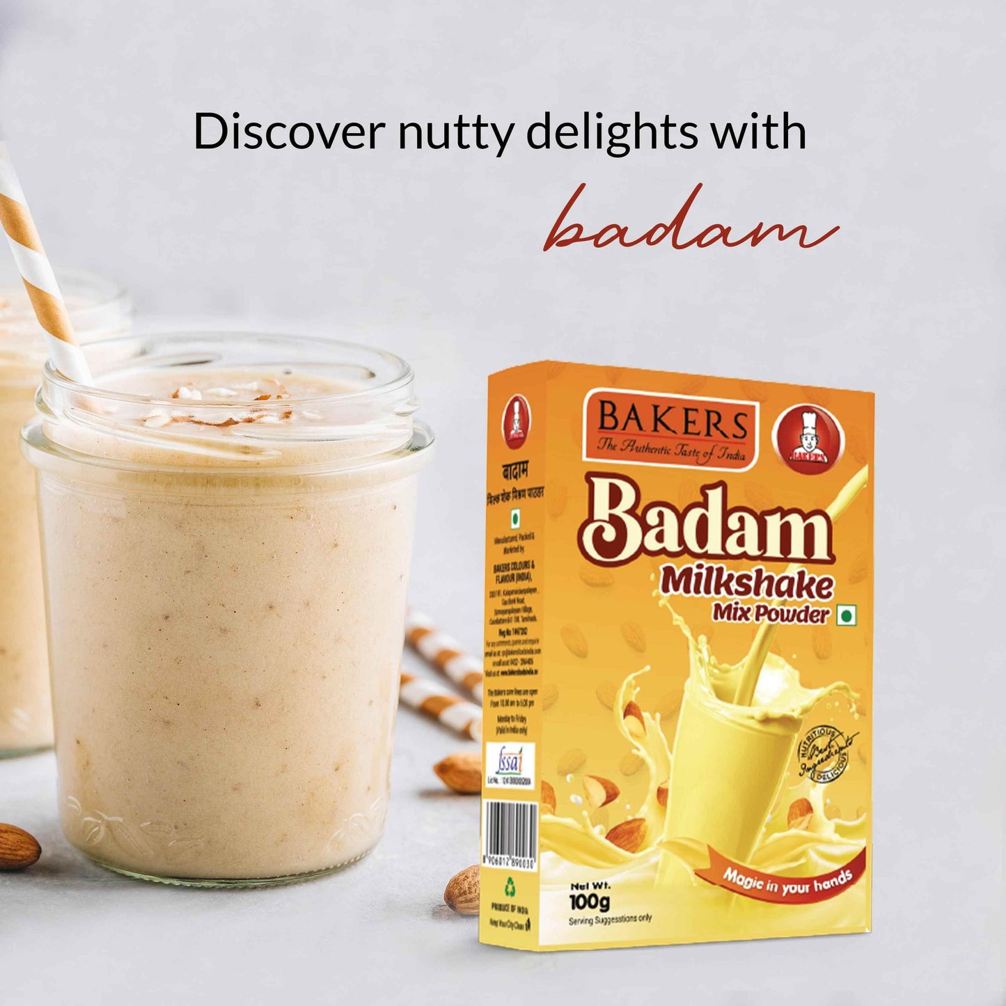 BAKERS Milkshake Mix Powder Badam Flavour 100gm - Pluugin Store