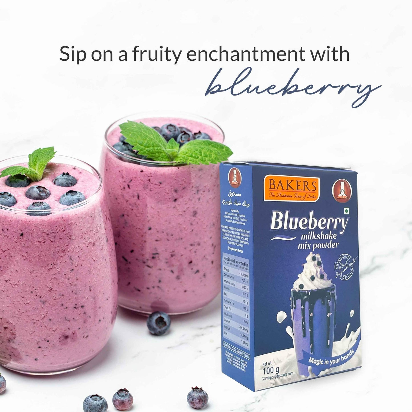 BAKERS Milkshake Mix Powder Blueberry Flavour 100gm - Pluugin Store