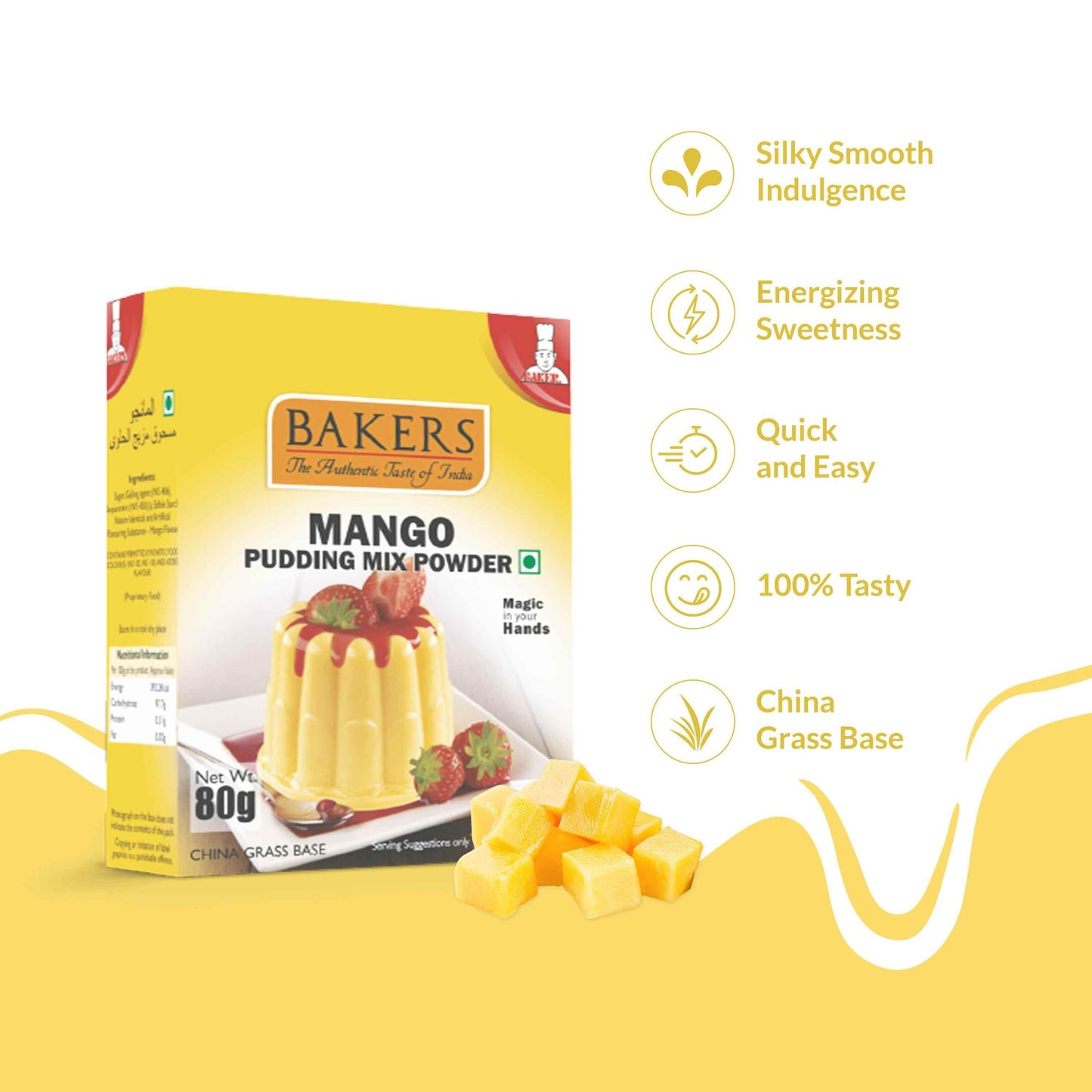 BAKERS Pudding Mix Powder Mango Flavour Pack of 3 (80 gm x 3) - Pluugin Store
