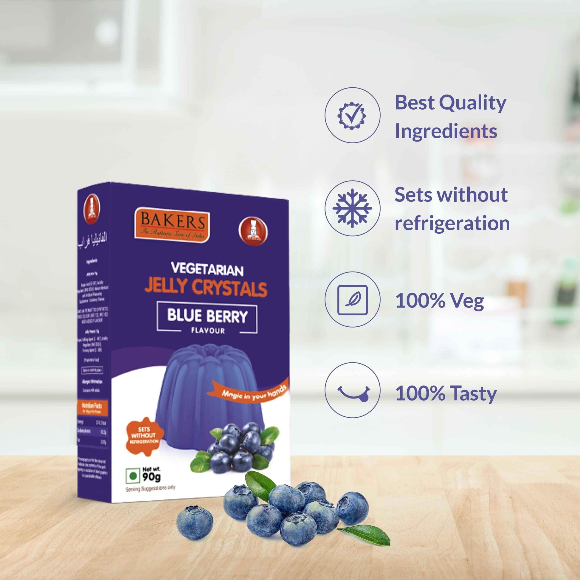 BAKERS Jelly Crystals Blueberry Flavour Pack of 3 (90 gm x 3) - Pluugin Store