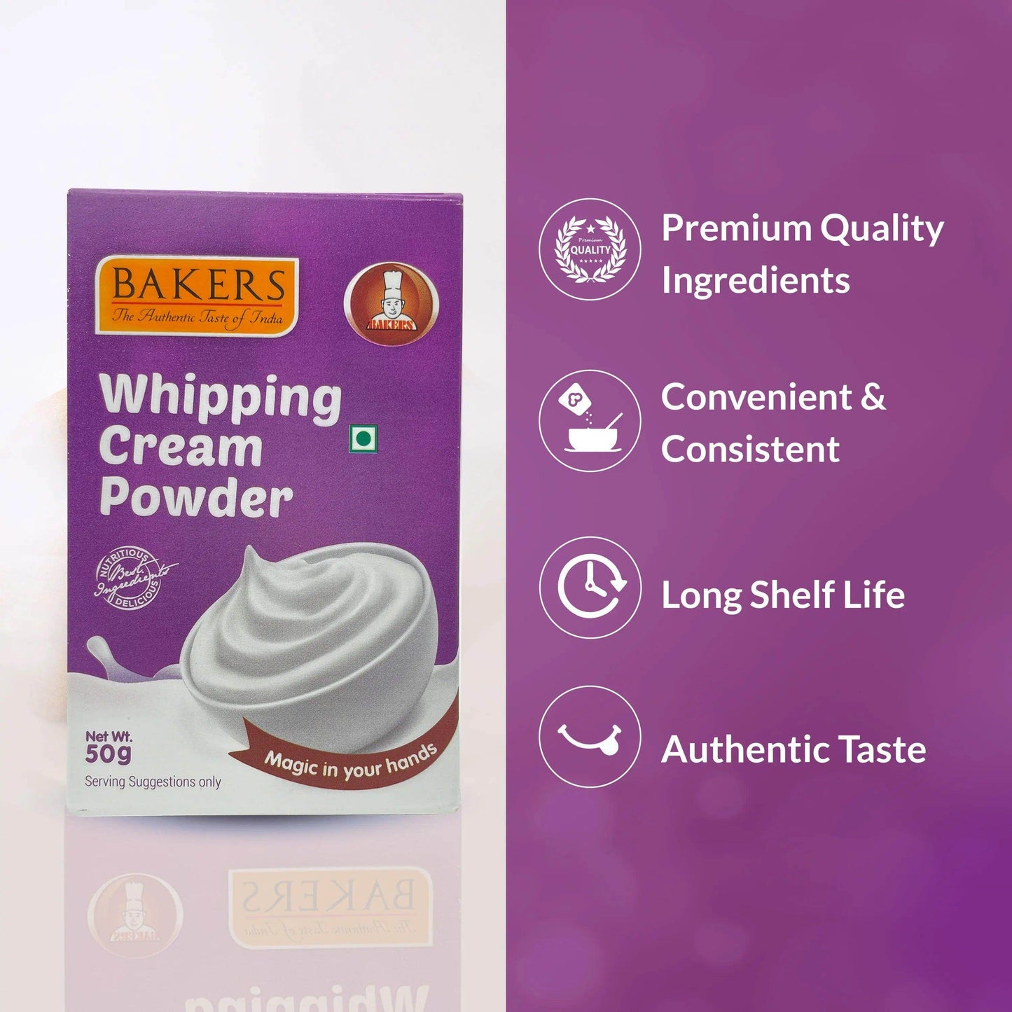 BAKERS Whipping Cream 100% Veg for Cakes, Muffins & Cupcakes Pack of 3 (50 gm x 3) - Pluugin Store