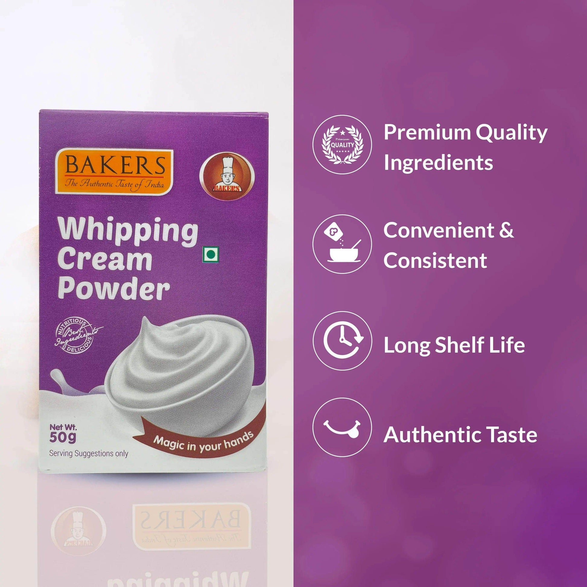 BAKERS Whipping Cream 100% Veg for Cakes, Muffins & Cupcakes Pack of 3 (50 gm x 3) - Pluugin Store