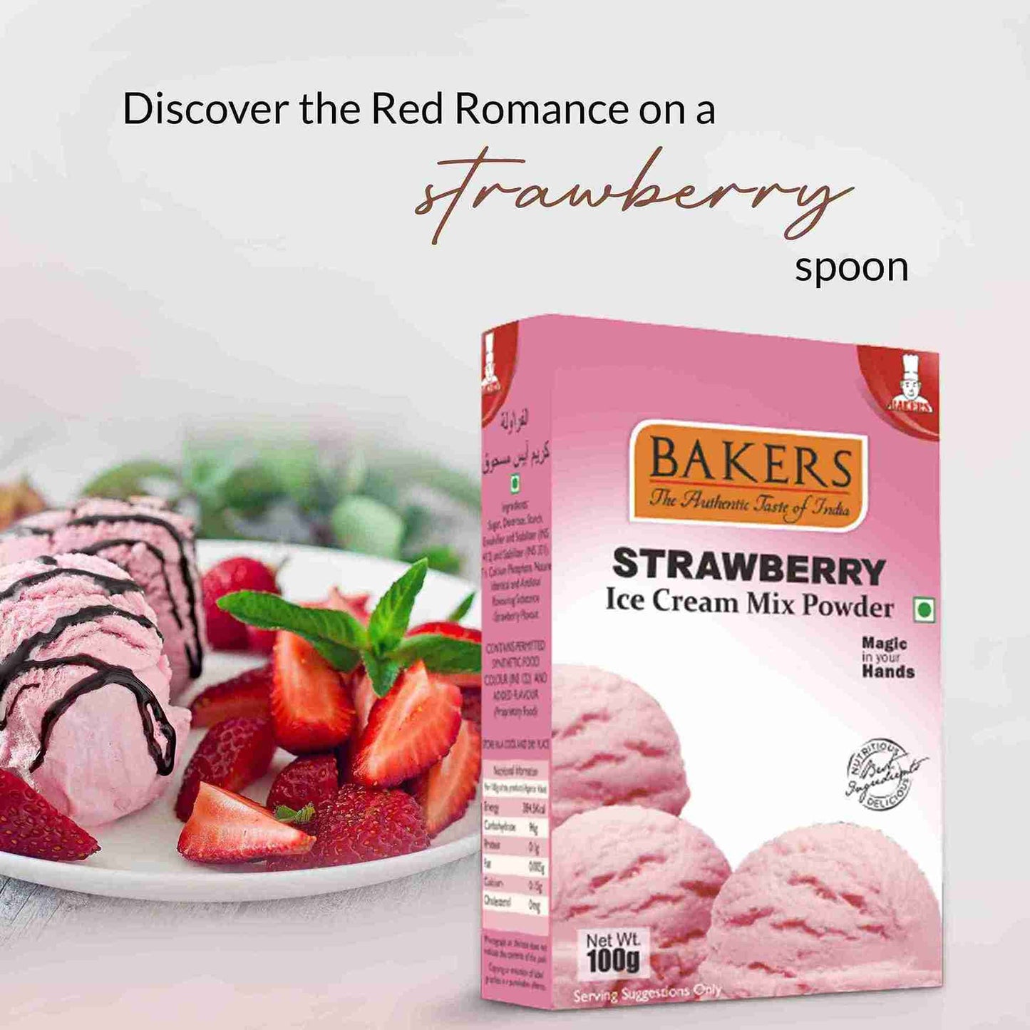BAKERS Ice Cream Mix Powder Strawberry Flavour Pluugin Store