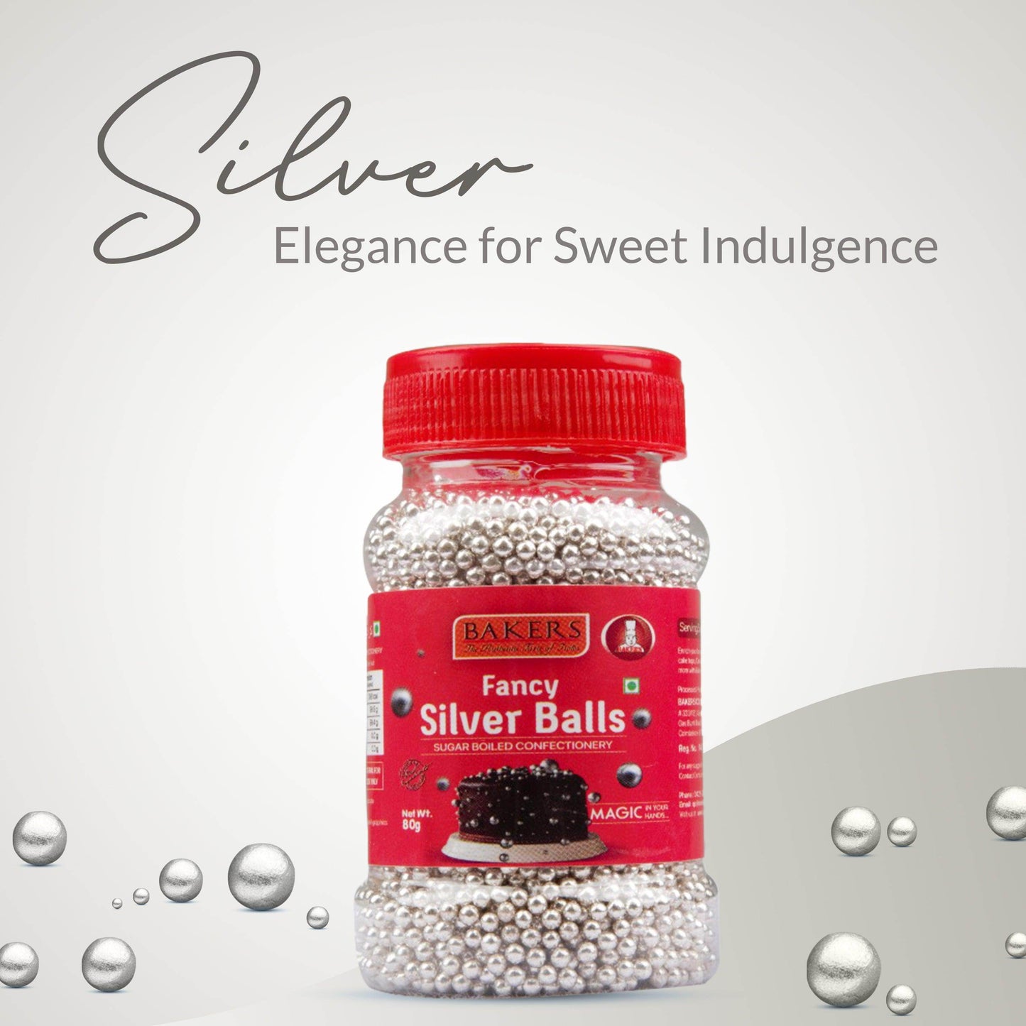 BAKERS Sprinklers Silver Balls Edible Silver Coated Granules Pack of 3 (80 gm x 3) - Pluugin Store