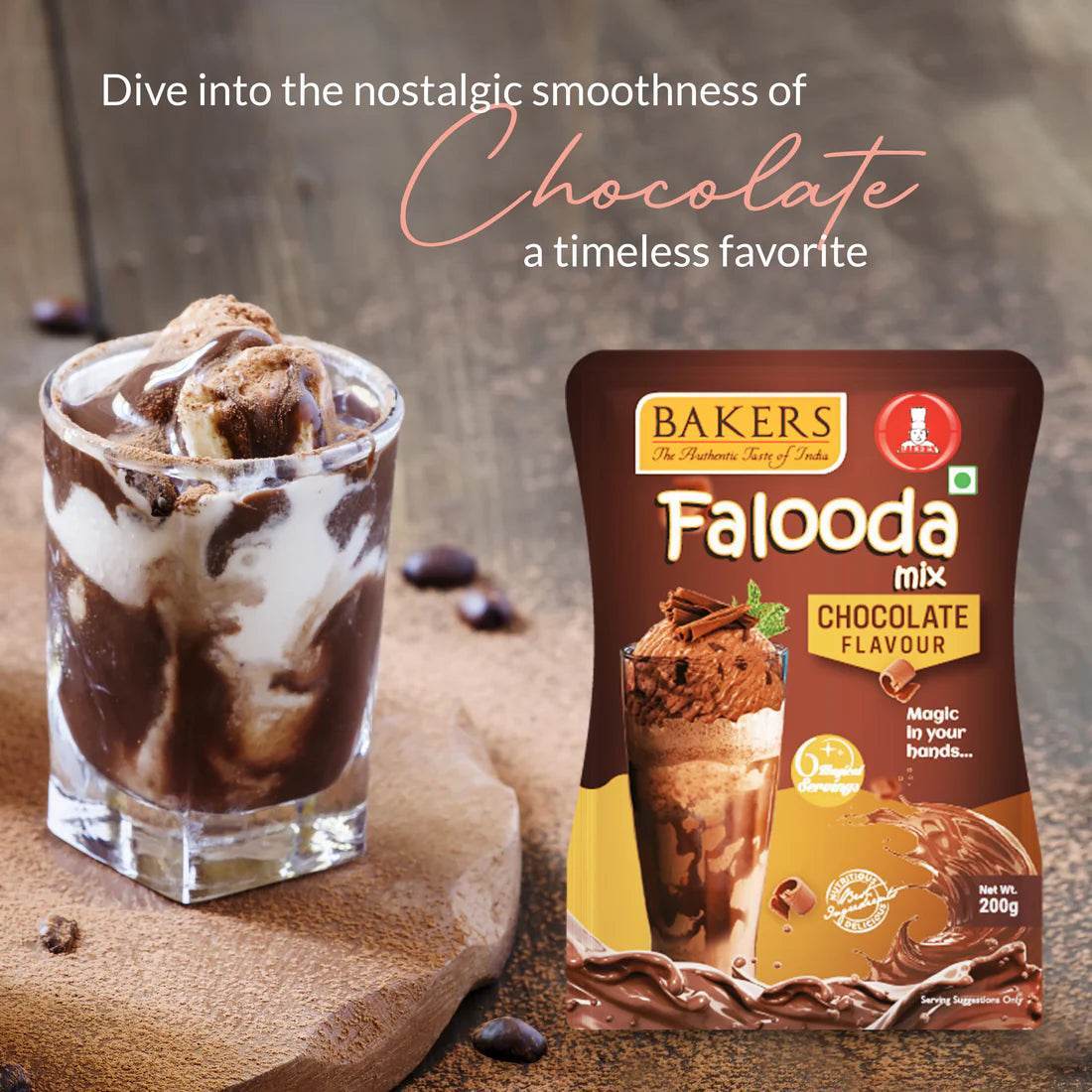 BAKERS Falooda Mix Powder Strawberry+ Butterscotch + Chocolate + Pista Flavour (200 gm) Pack of 4 - Pluugin Store