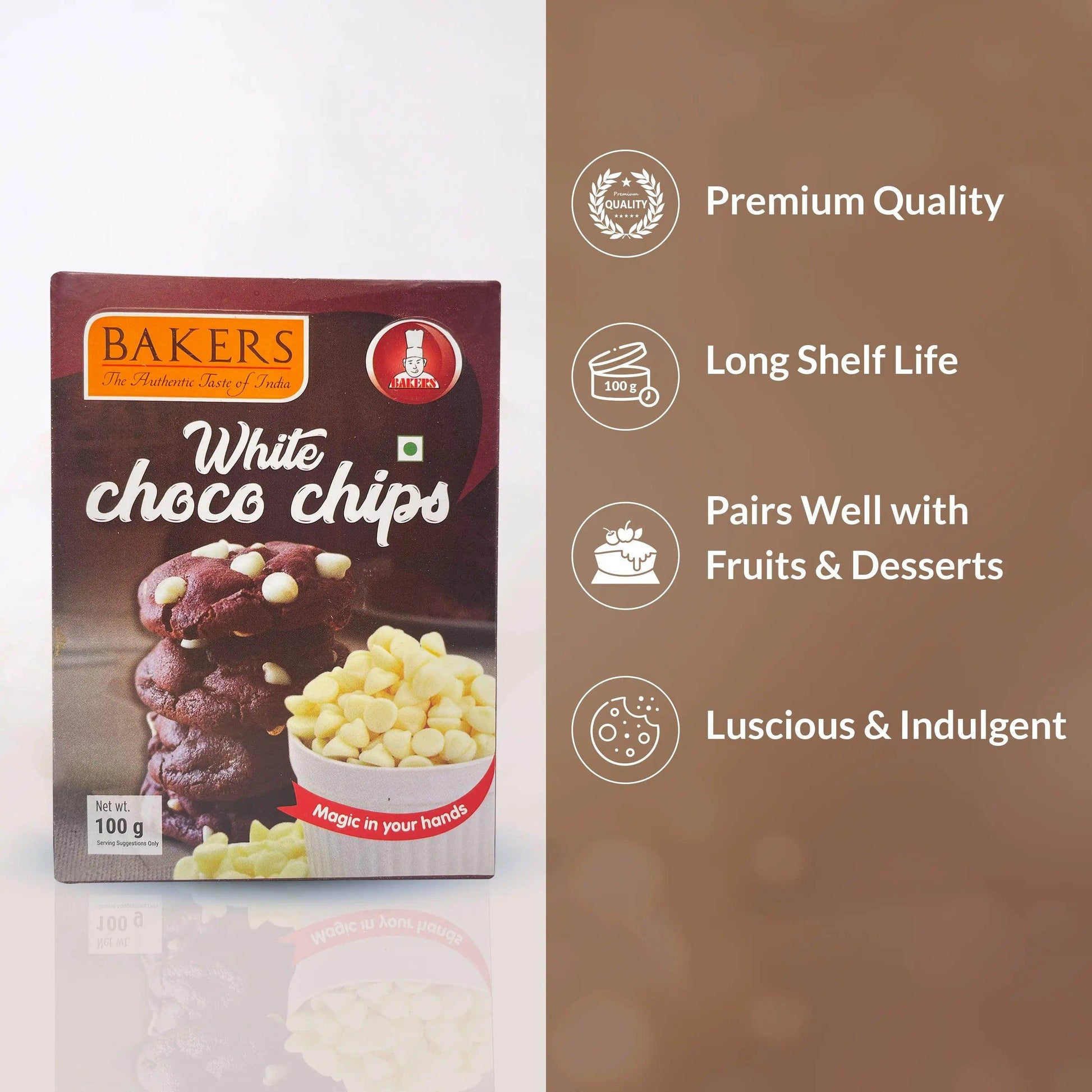 BAKERS White Choco Chips 100% Veg Pack of 3 (100 gm x 3) - Pluugin Store