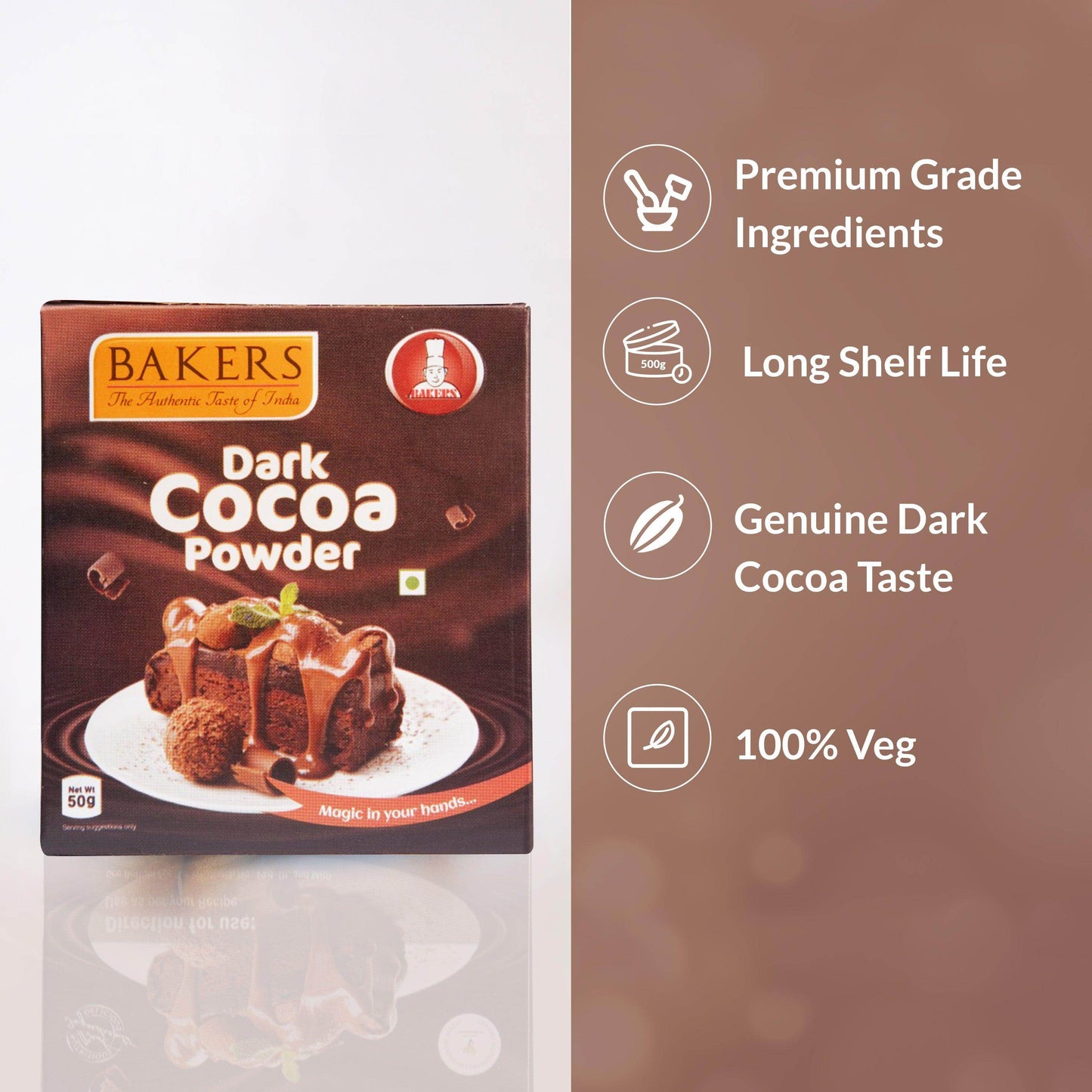 BAKERS Dark Cocoa Powder Pack of 3 (50 gm x 3) - Pluugin Store