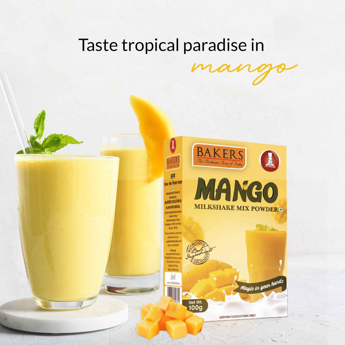 BAKERS Milkshake Mix Powder Mango Flavour 100gm - Pluugin Store