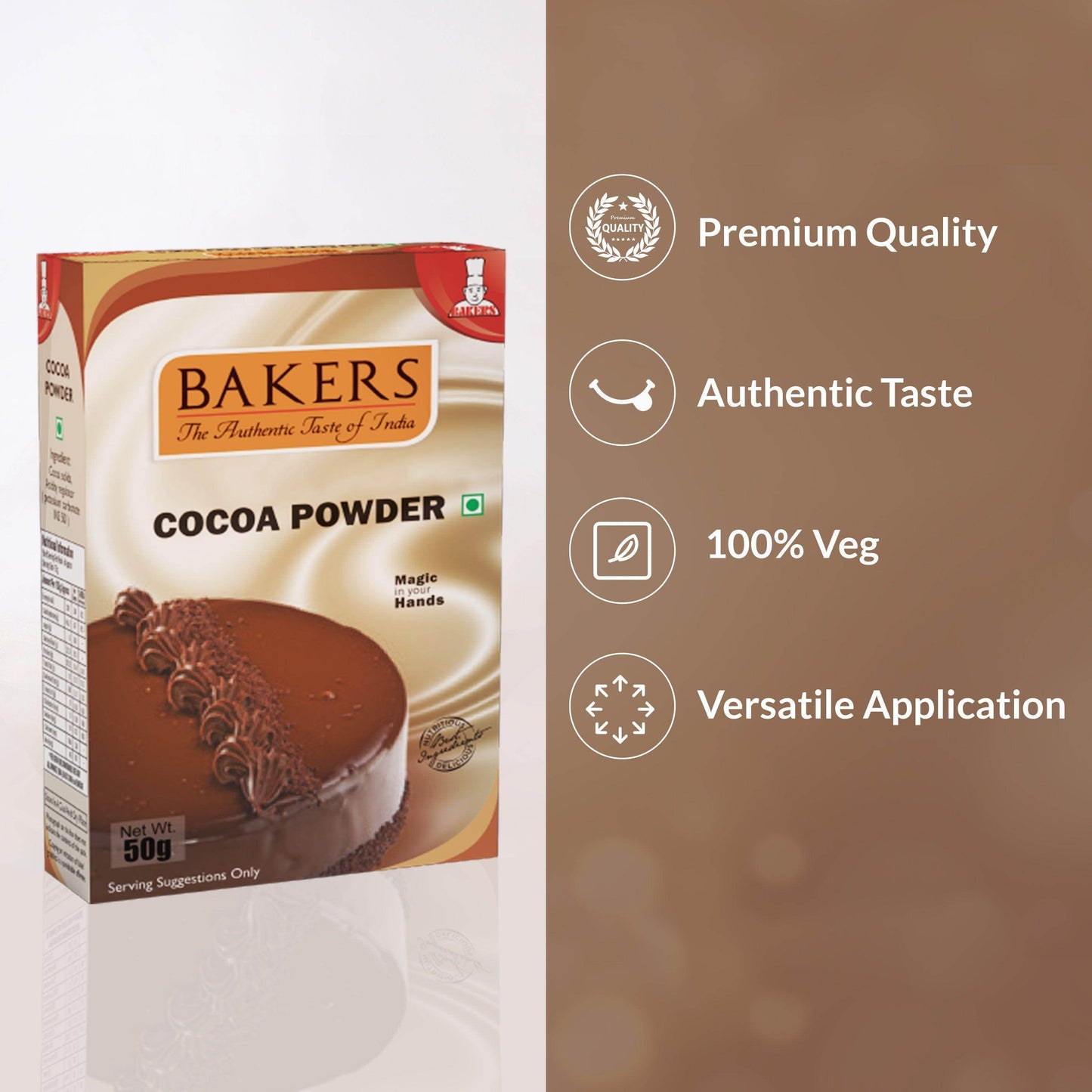 DOUBLE DELIGHT PACK 3 - BAKERS Cocoa Powder 50 gm + BAKERS Belgian Choco Frappe Powder 100g - Pluugin Store