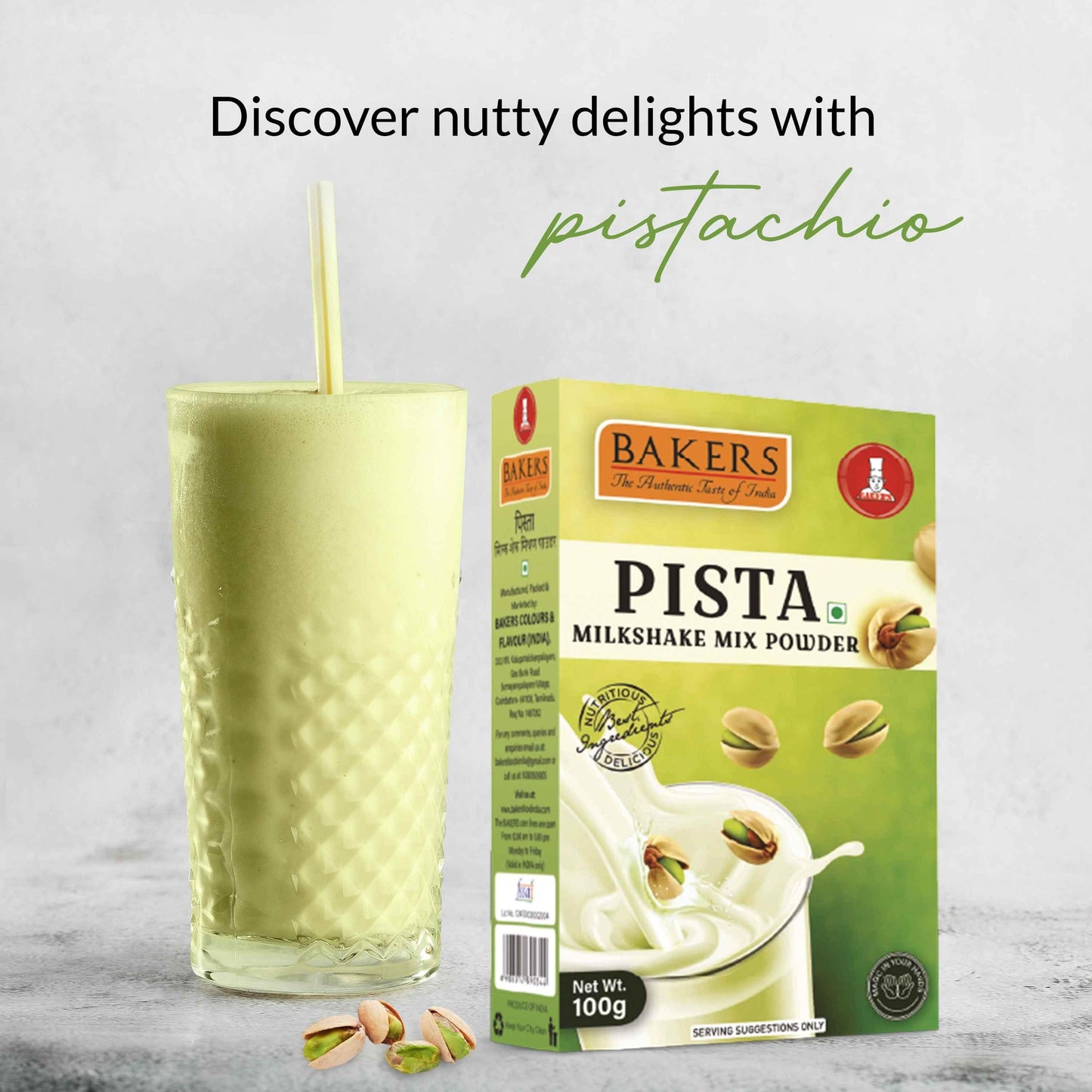 BAKERS Milkshake Mix Powder Pista Flavour 100gm - Pluugin Store