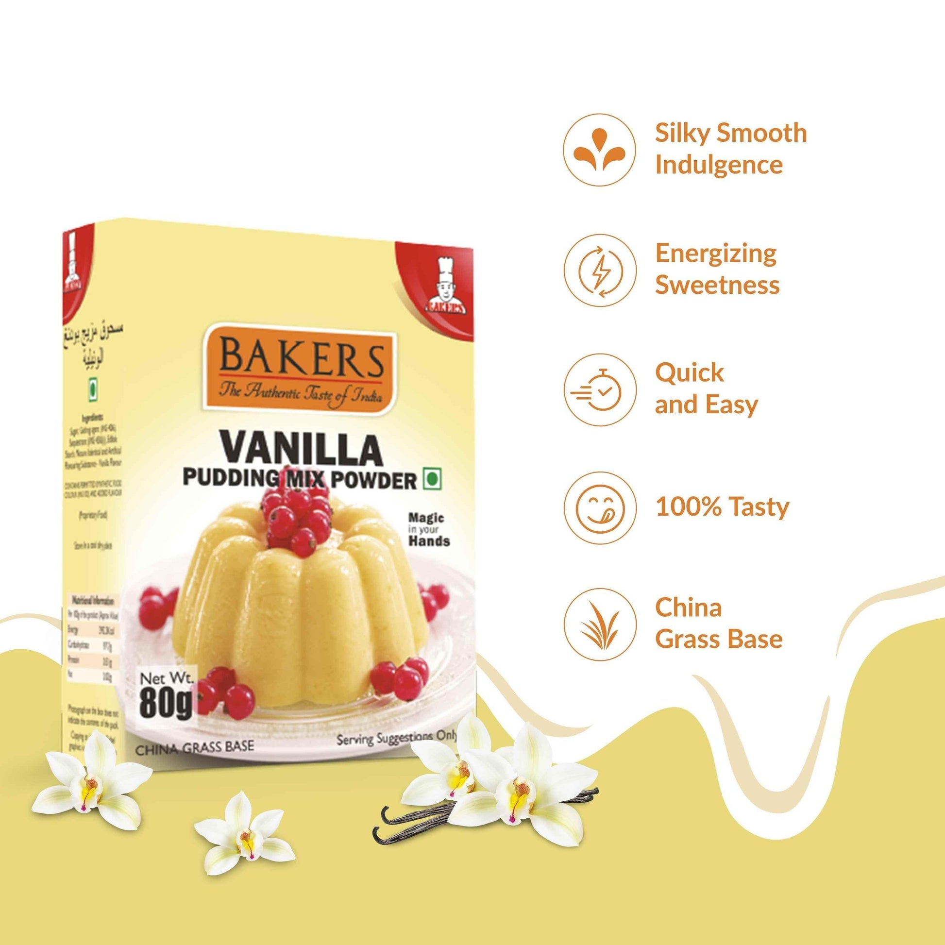 BAKERS Pudding Mix Powder Vanilla Flavour Pack of 3 (80 gm x 3) - Pluugin Store