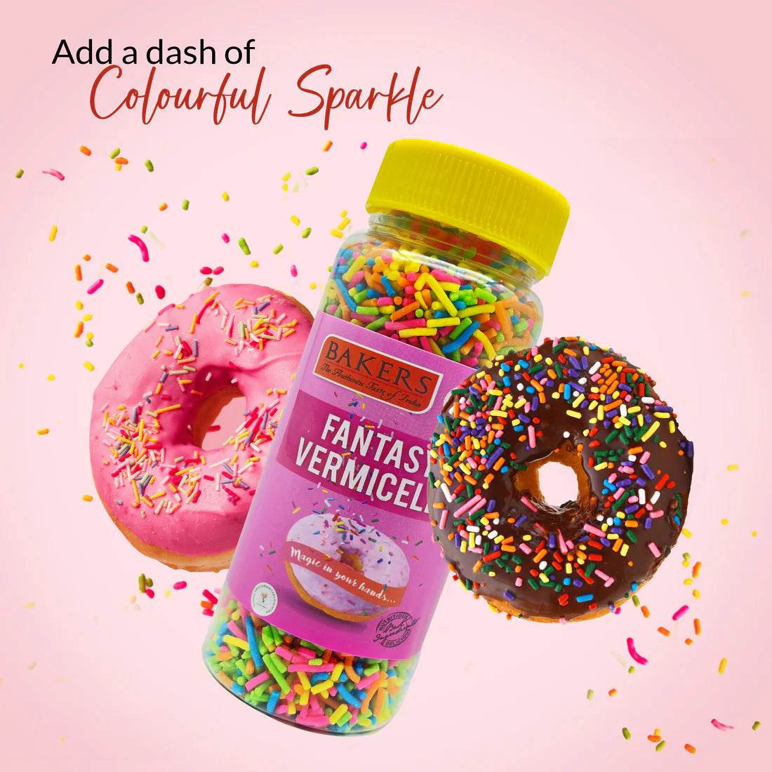 CAKE MAGIC COMBO 2 - BAKERS Sprinklers Silver Balls Edible Silver Coated Granules + Fantasy Vermicelli Chocolate + Fantasy Vermicelli - Pluugin Store