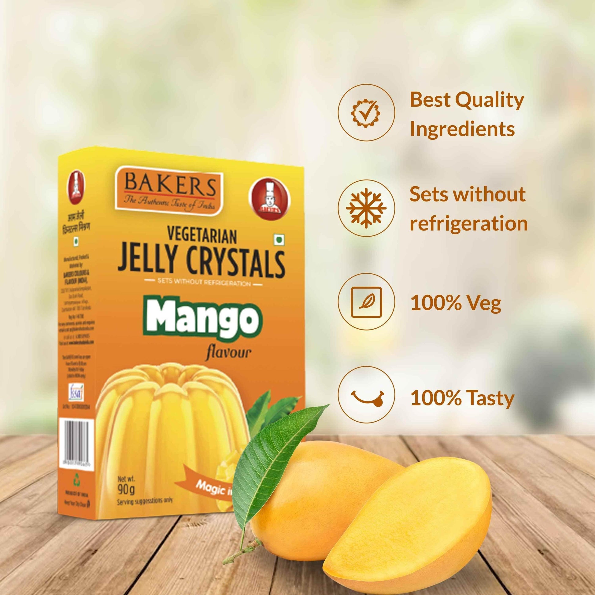 BAKERS Jelly Crystals Mango Flavour Pack of 3 (90 gm x 3) - Pluugin Store