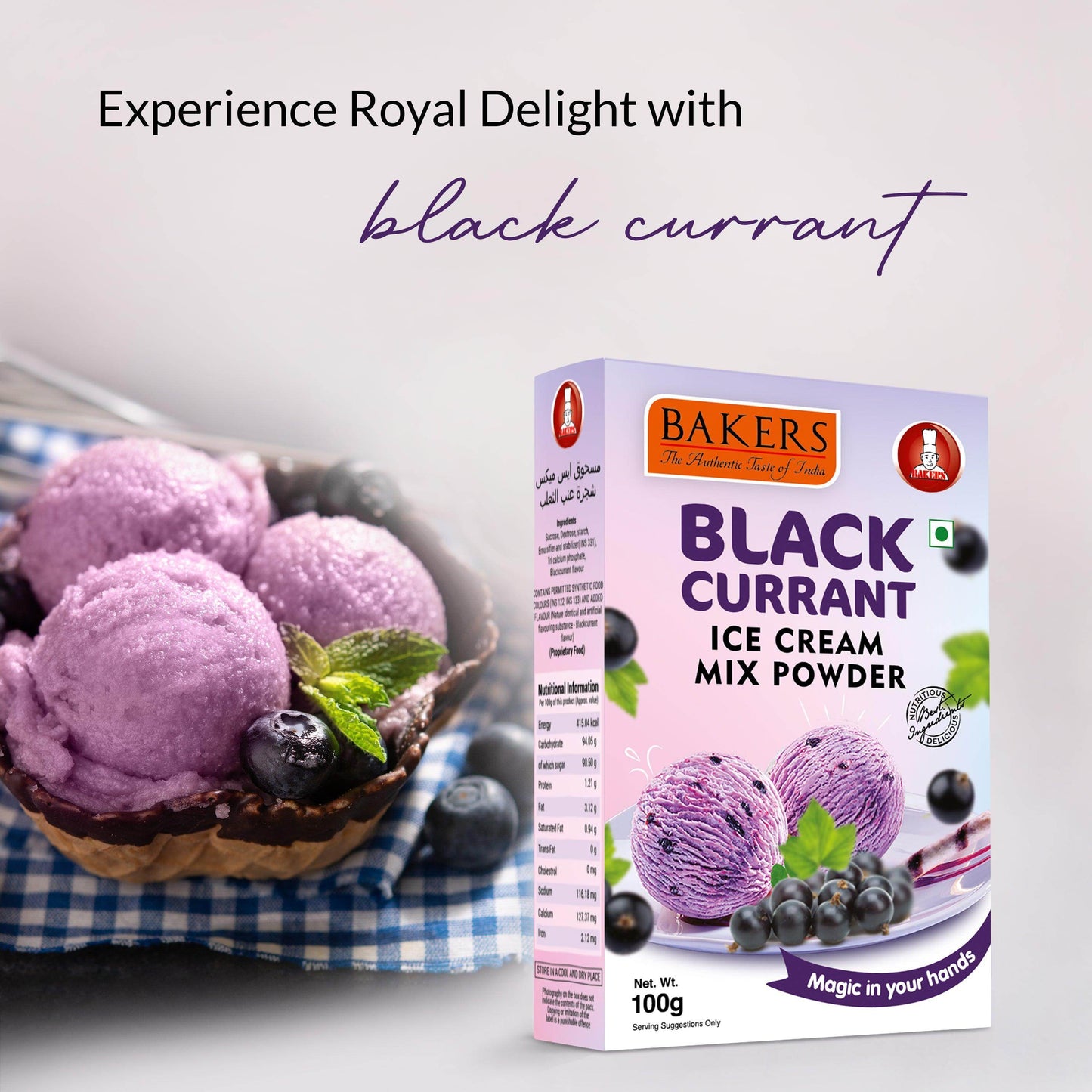 BAKERS Ice Cream Mix Powder Black Currant Flavour - Pluugin Store