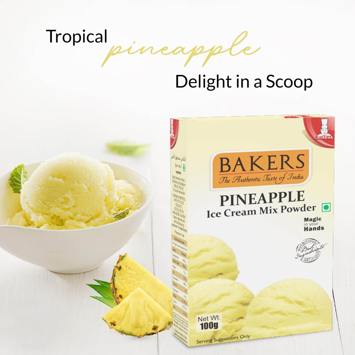 BAKERS Ice Cream Mix Powder Pineapple Flavour - Pluugin Store