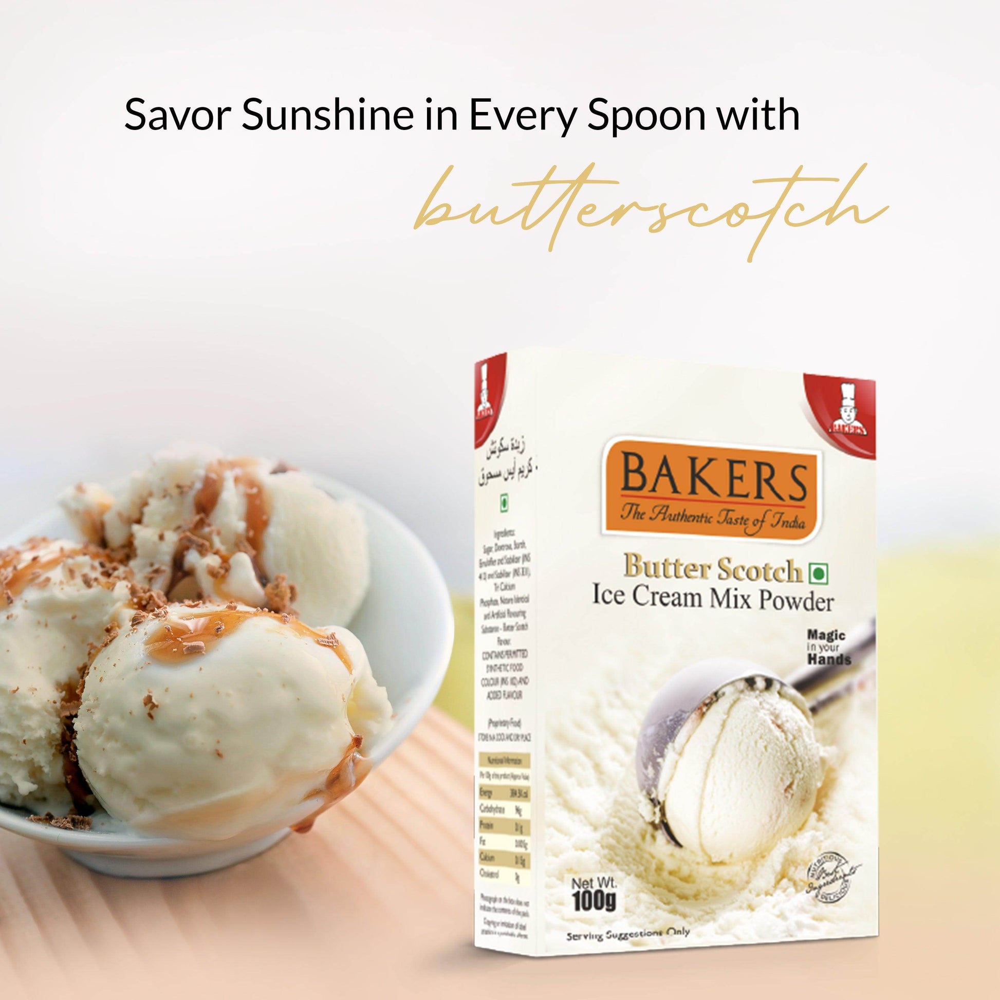 BAKERS Ice Cream Mix Powder Butter Scotch Flavour - Pluugin Store