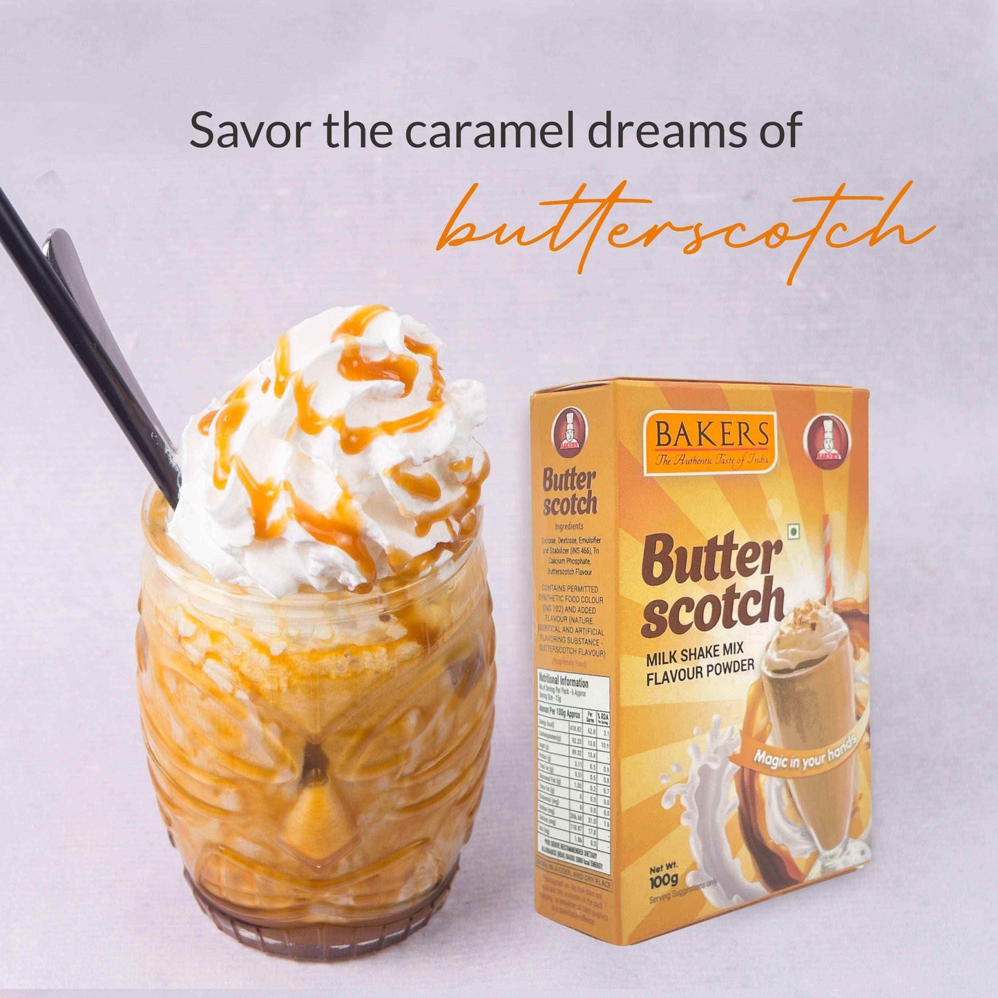 BAKERS Milkshake Mix Powder Butterscotch Flavour 100gm - Pluugin Store