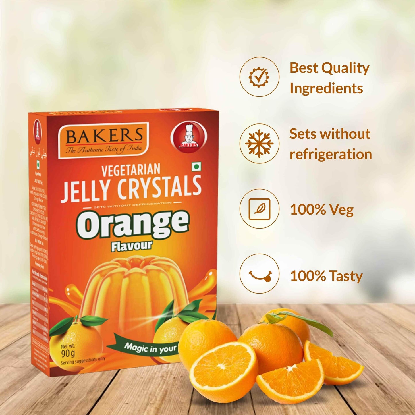 BAKERS Jelly Crystals Orange Flavour Pack of 3 (90 gm x 3) - Pluugin Store