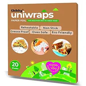 Oddy Uniwraps Food Wrapping Paper Sheets | Wrap Roti, Parantha, Sandwich, Burger & More! Keep Food Safe & Fresh | 10x12 Inches, Pack of 20 Sheets - Pluugin Store