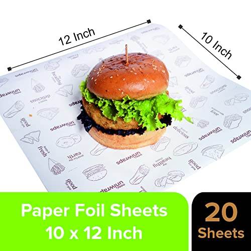 Oddy Uniwraps Food Wrapping Paper Sheets | Wrap Roti, Parantha, Sandwich, Burger & More! Keep Food Safe & Fresh | 10x12 Inches, Pack of 20 Sheets - Pluugin Store