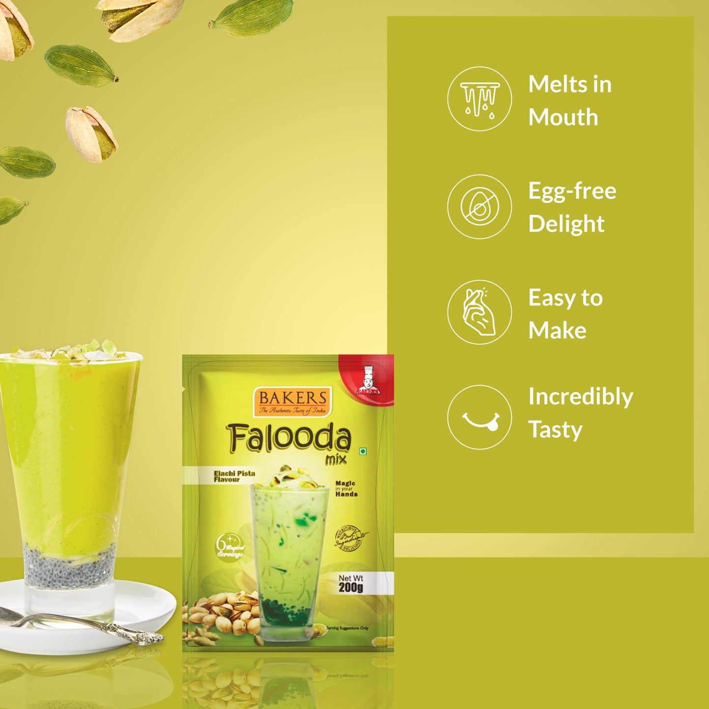 BAKERS Falooda Mix Powder Elachi Pista Flavour 200 gm - Pluugin Store