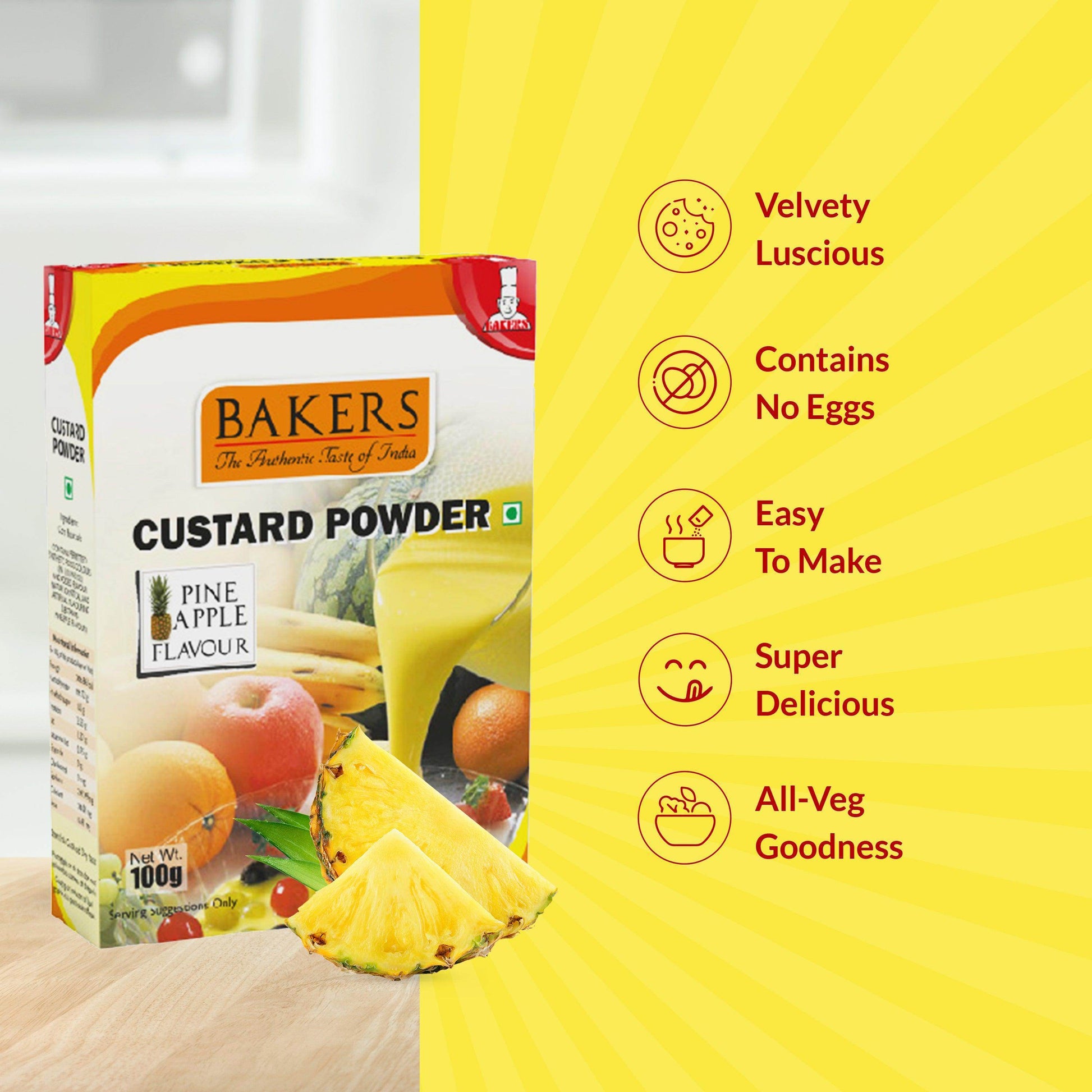 BAKERS Custard Powder Pine Apple Flavour - Pluugin Store