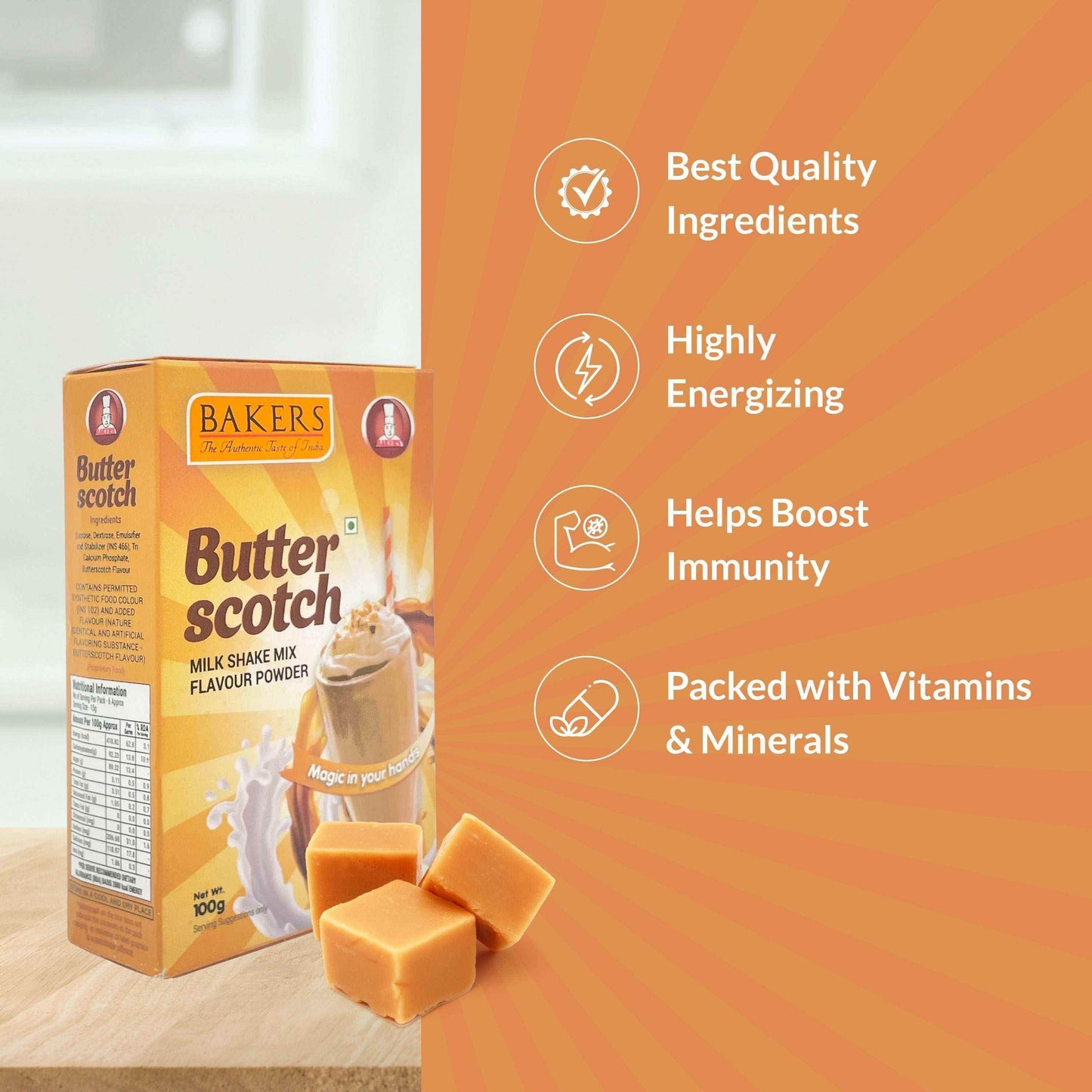BAKERS Milkshake Mix Powder Butterscotch Flavour 100gm - Pluugin Store