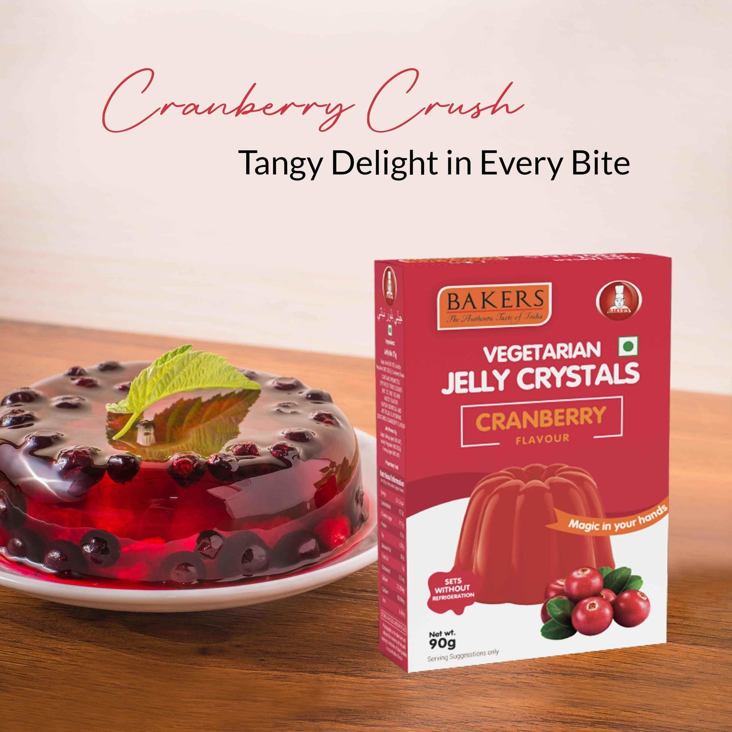 BAKERS Jelly Crystals Cranberry Flavour Pack of 3 (90 gm x 3) - Pluugin Store