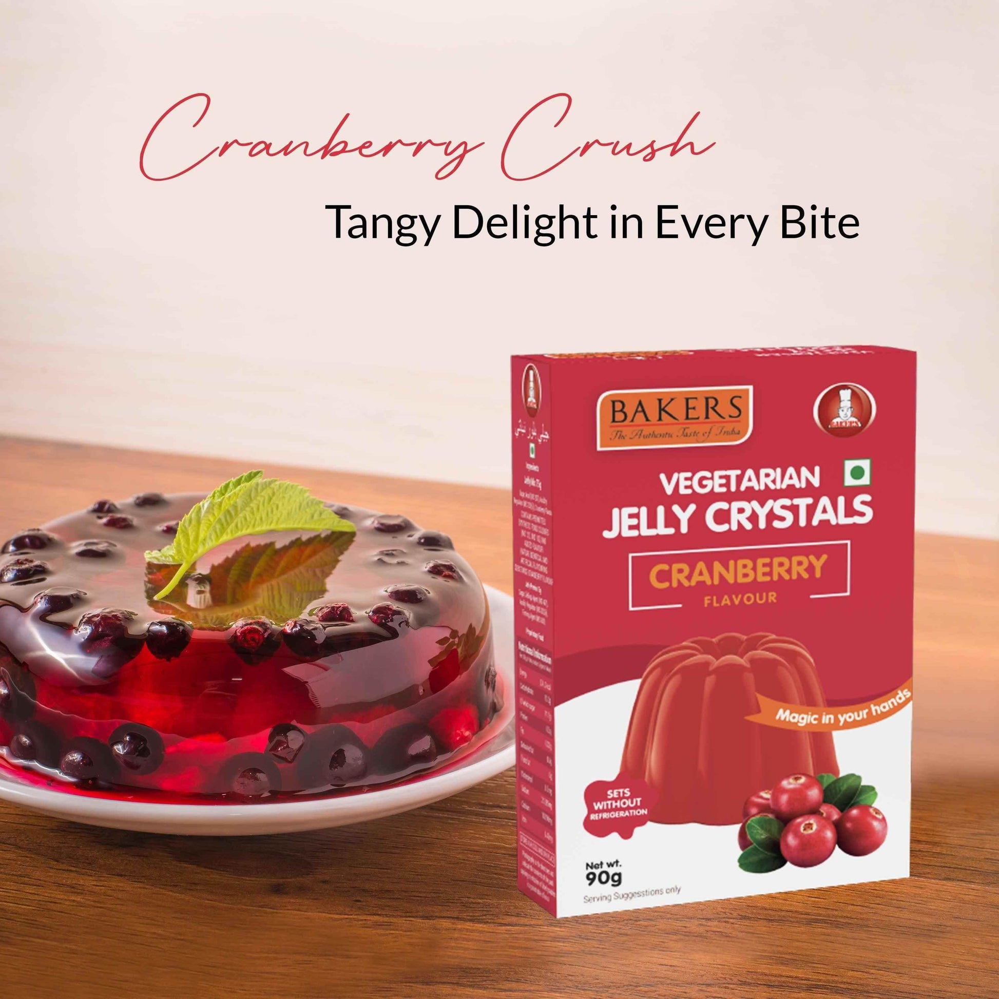 BAKERS Jelly Crystals Cranberry Flavour Pack of 3 (90 gm x 3) - Pluugin Store
